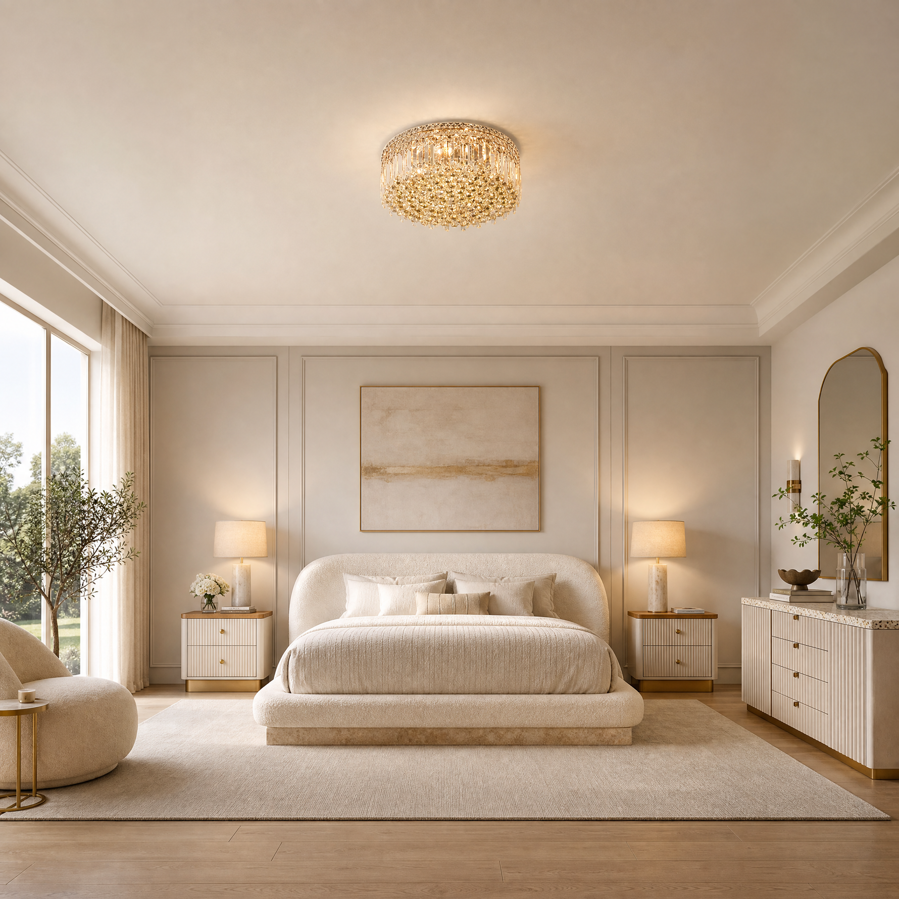 Plafone Crystal Flush Pendant Light