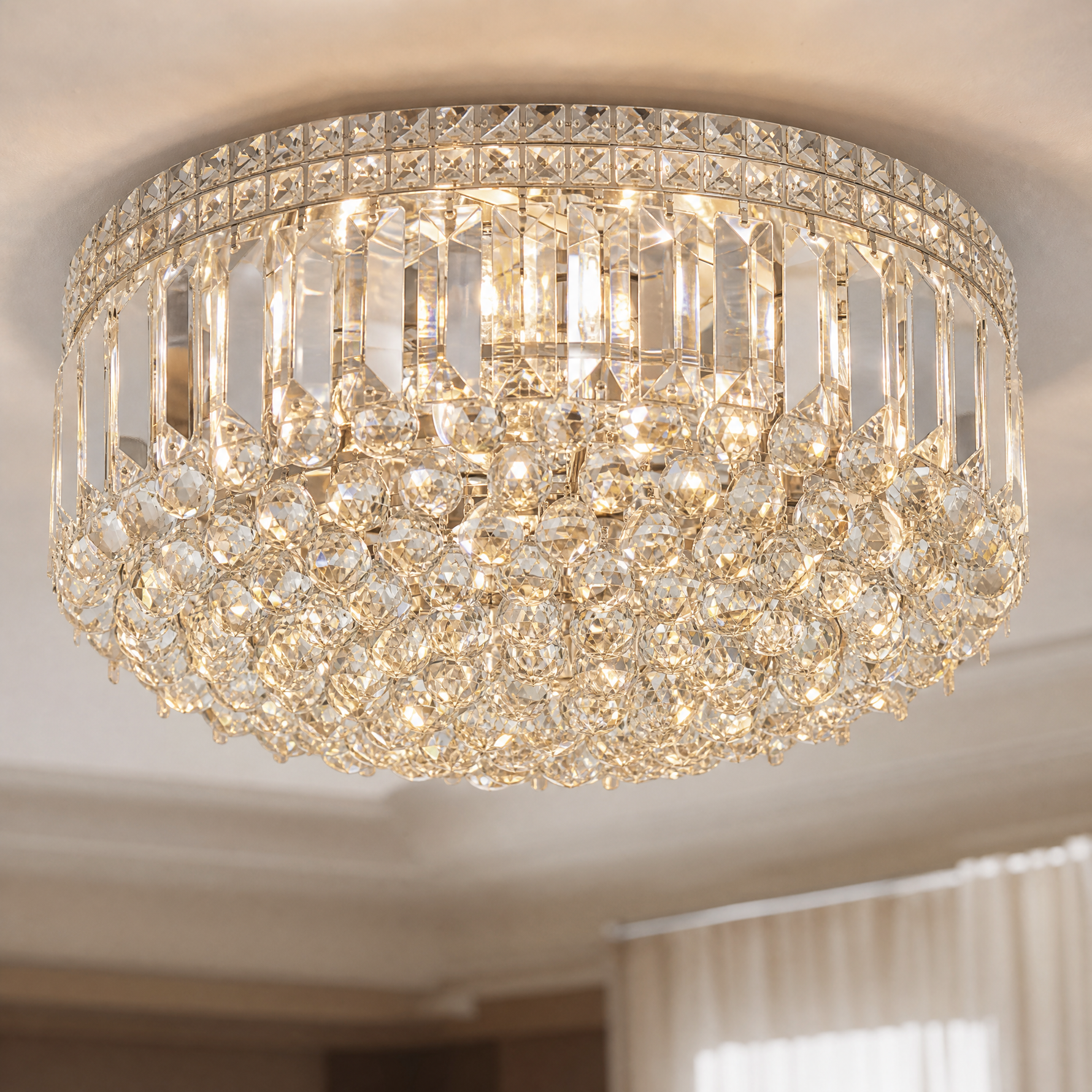 Plafone Crystal Flush Pendant Light