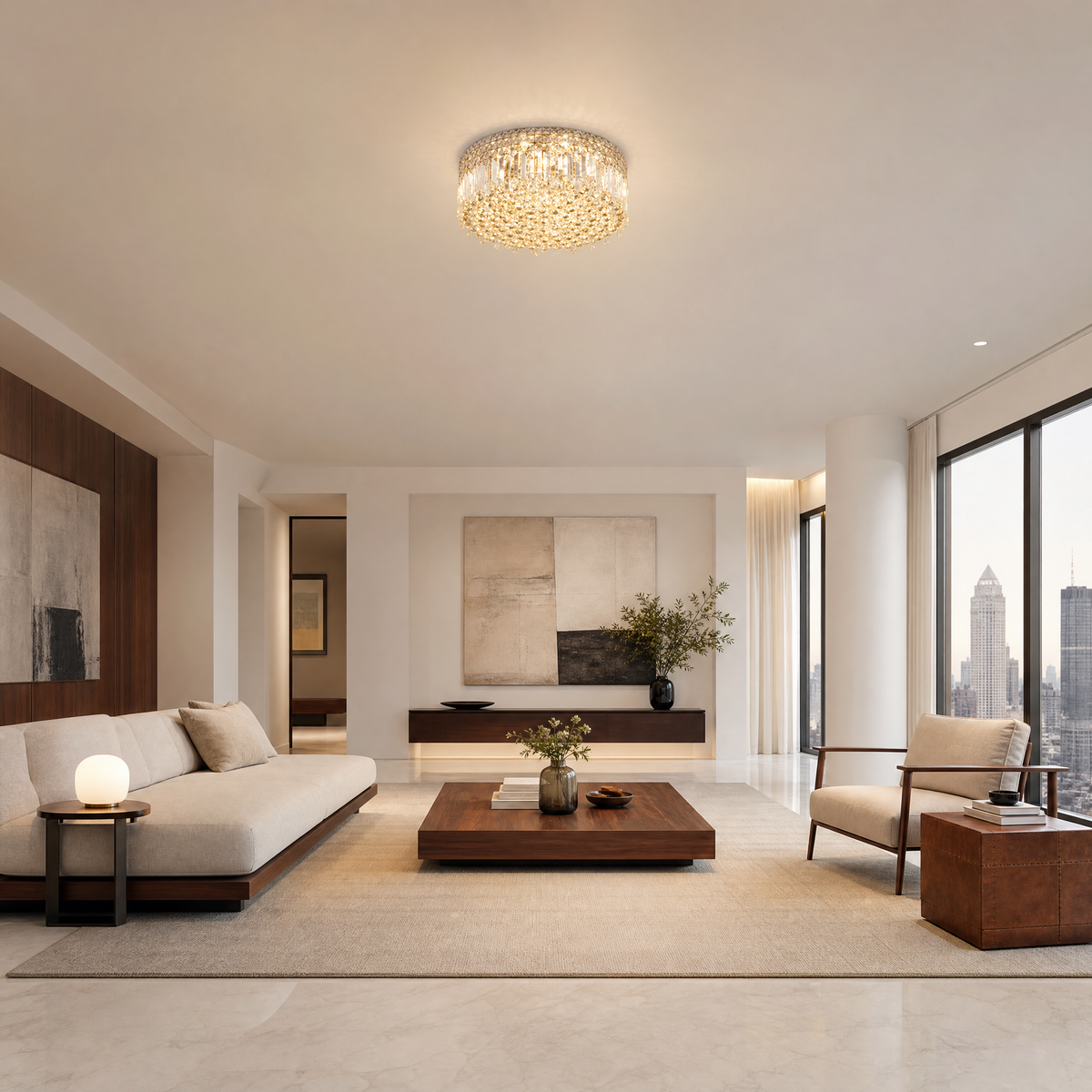 Plafone Crystal Flush Pendant Light