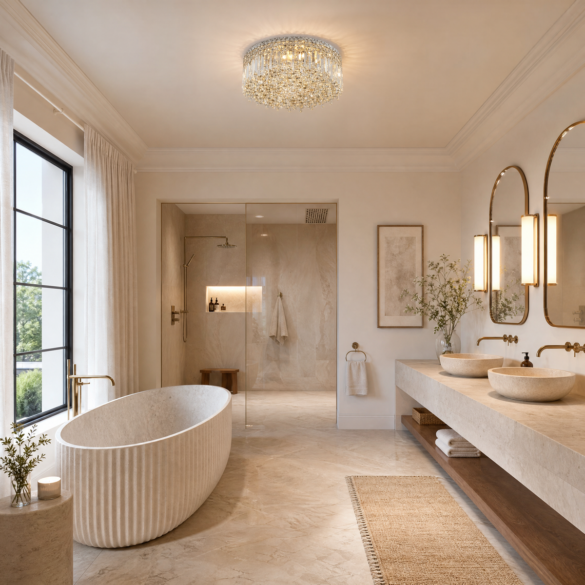 Plafone Crystal Flush Pendant Light