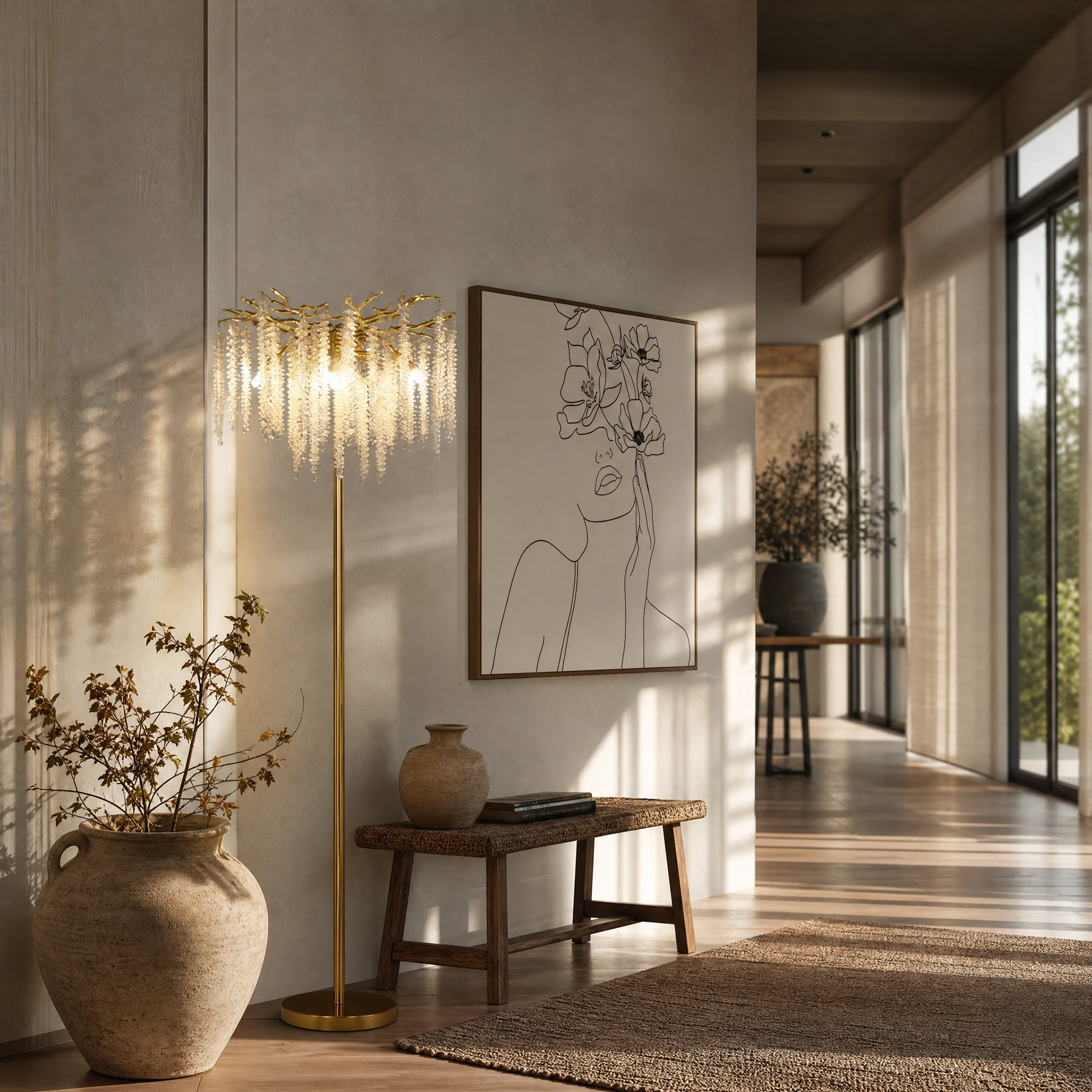 Plastic-Ginkgo Leaf Pendant Light 1500 - Gold
