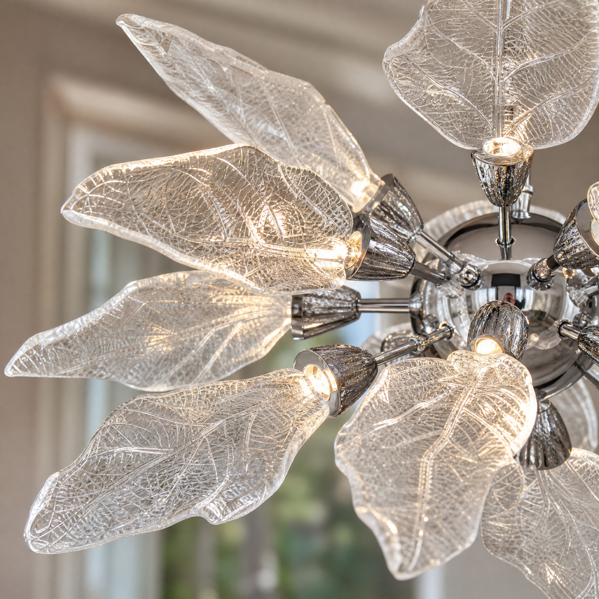 Platinum Leaf Chandelier D800 - Silver