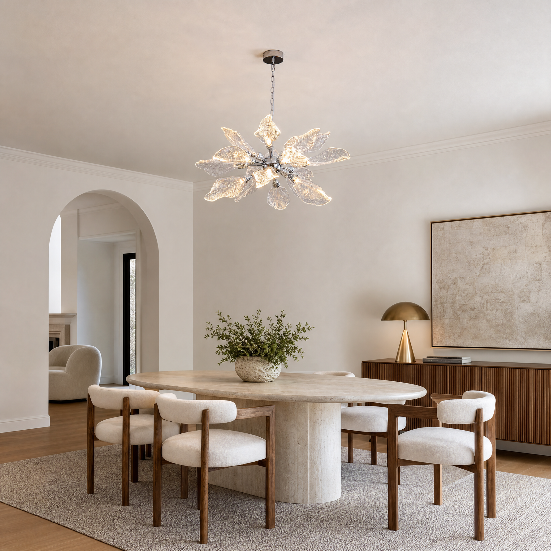 Platinum Leaf Chandelier D800 - Silver
