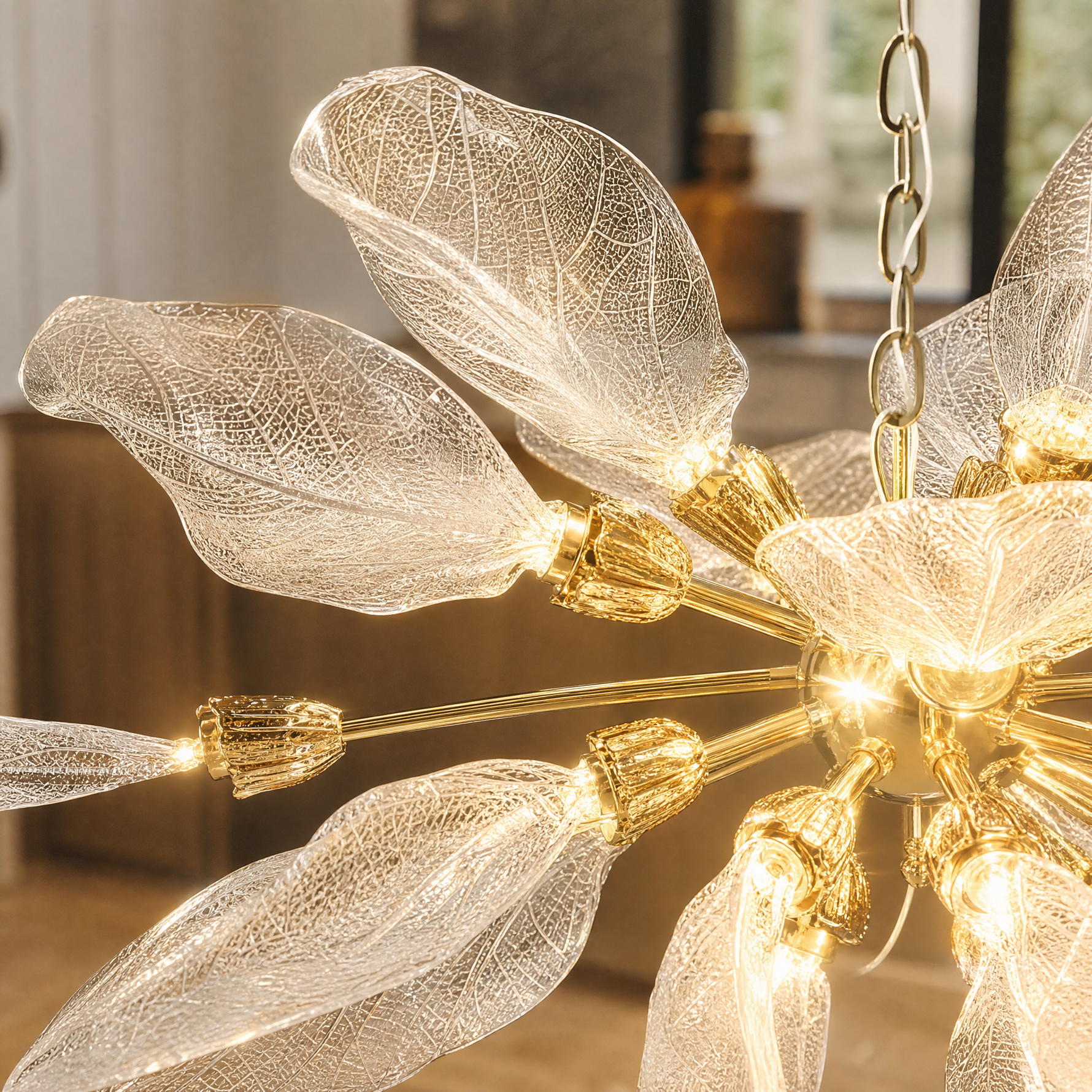 Platinum Leaf Chandelier L1000 - Gold (New Color)