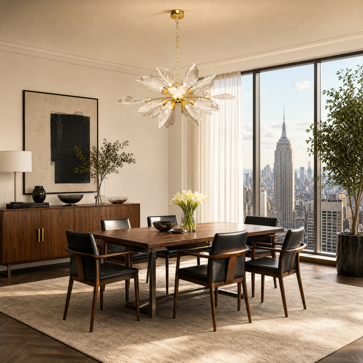 Platinum Leaf Chandelier L1000 - Gold (New Color)