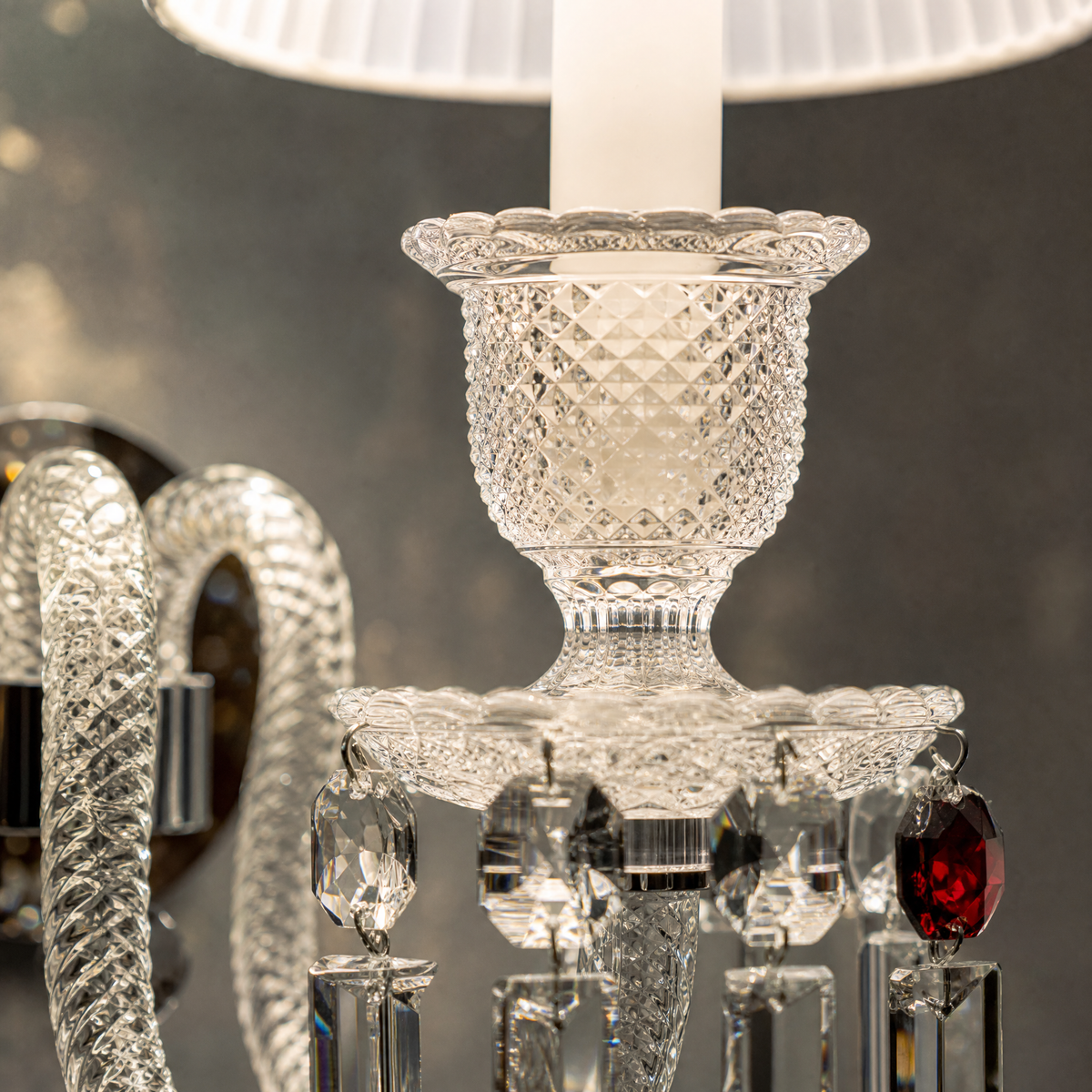 Pleated Fabric Shade Crystal Wall Sconce