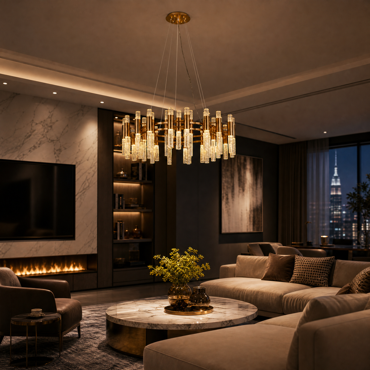 Pomello Brass Halo Chandelier