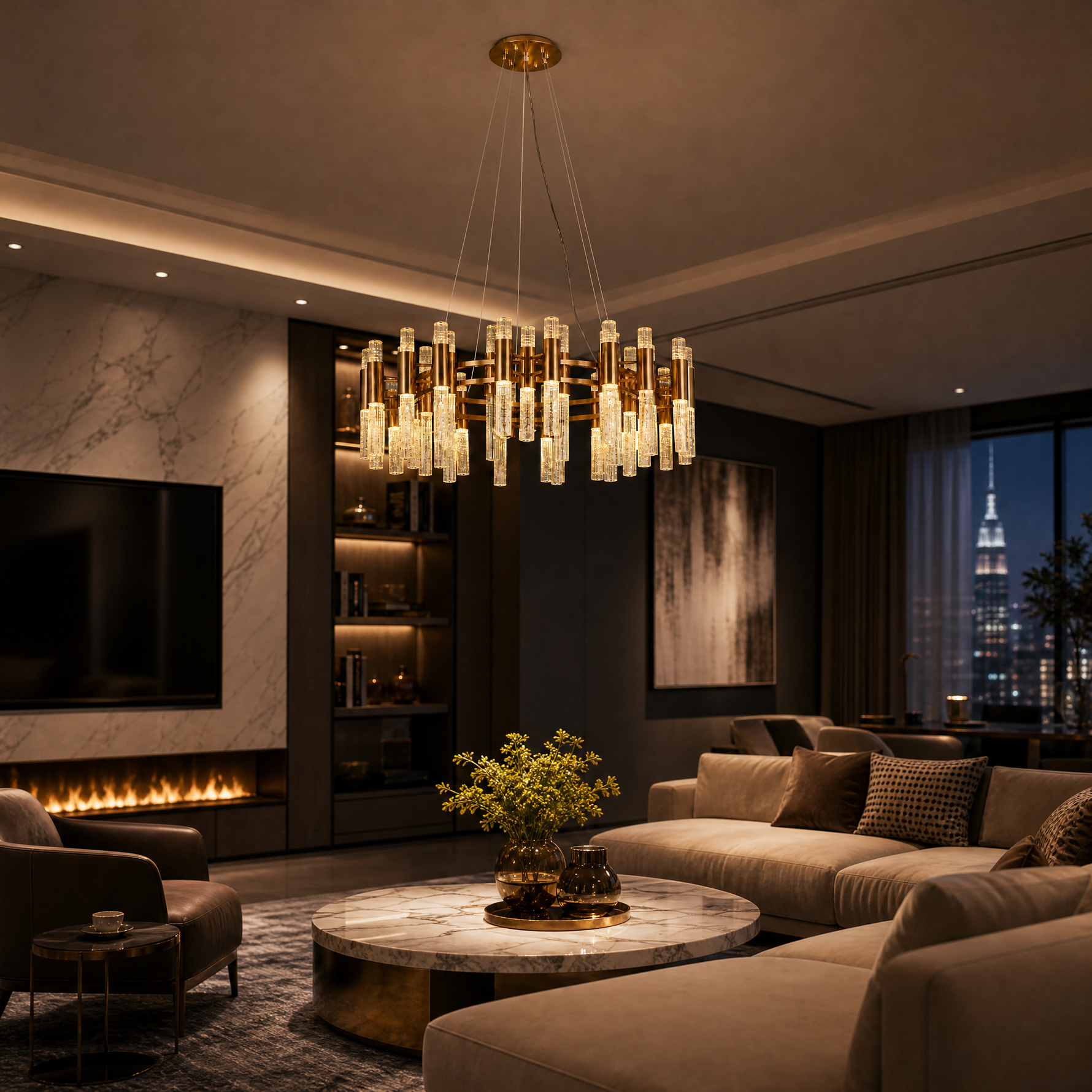 Pomello Brass Halo Chandelier