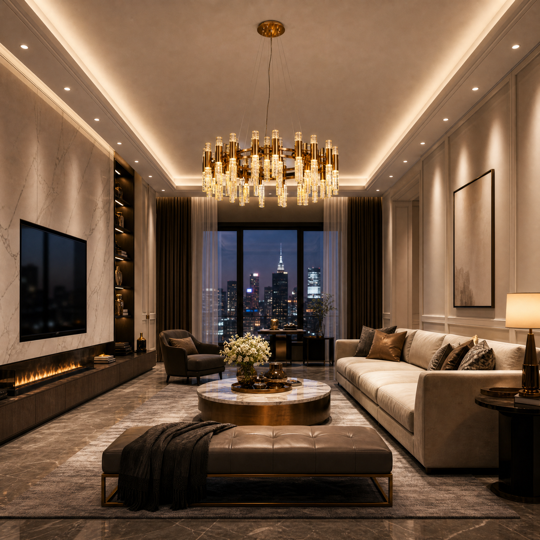 Pomello Brass Halo Chandelier
