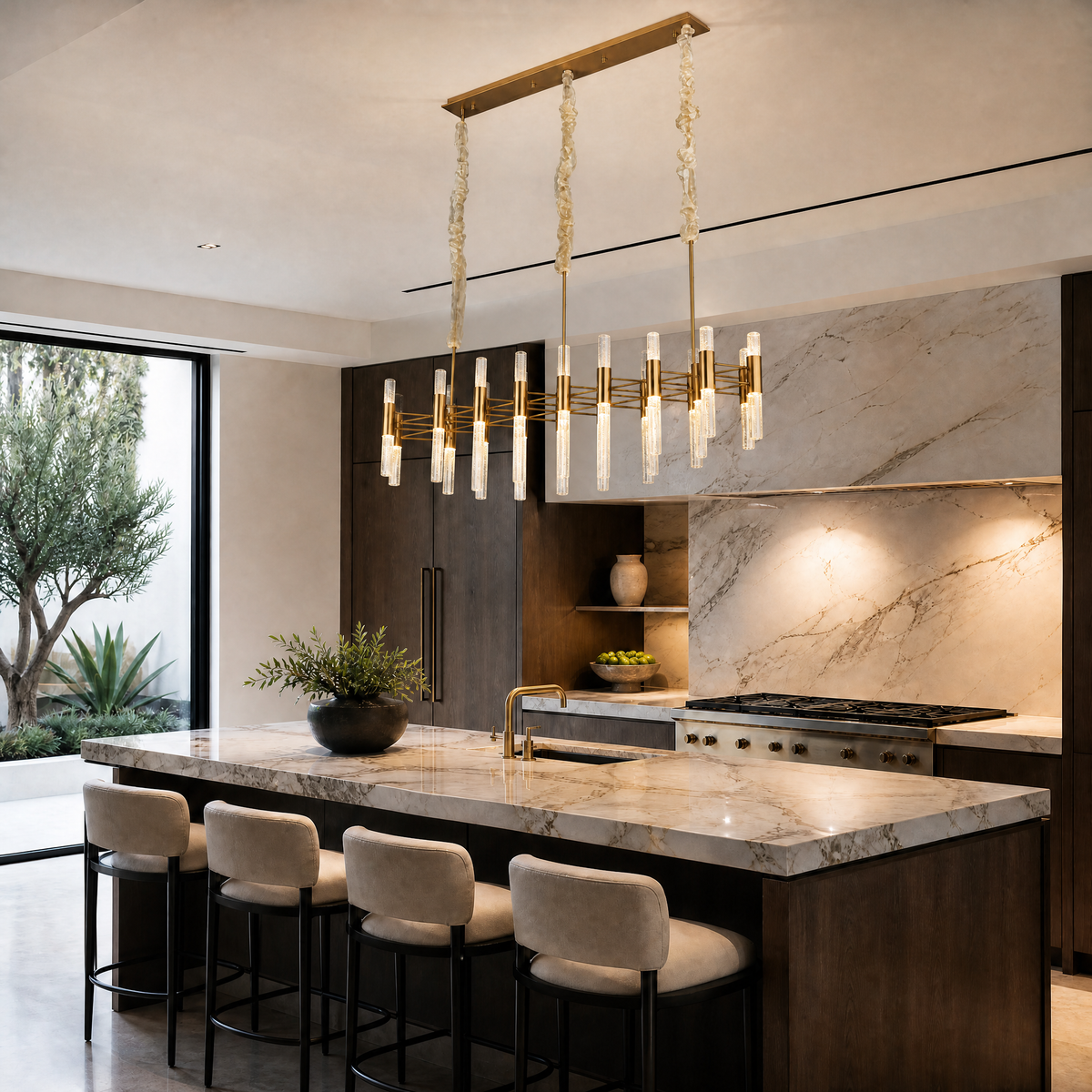 Pomello Brass Rectangular Chandelier
