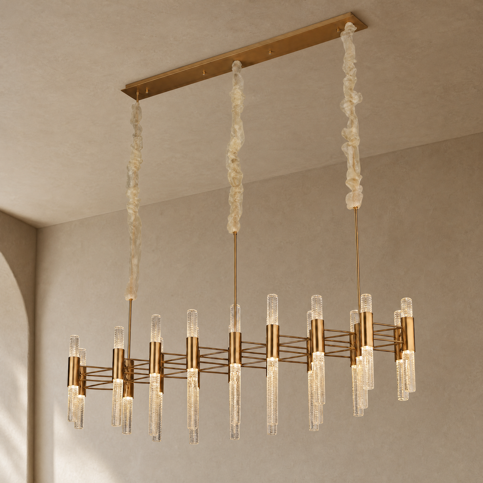Brass Rectangular Chandelier