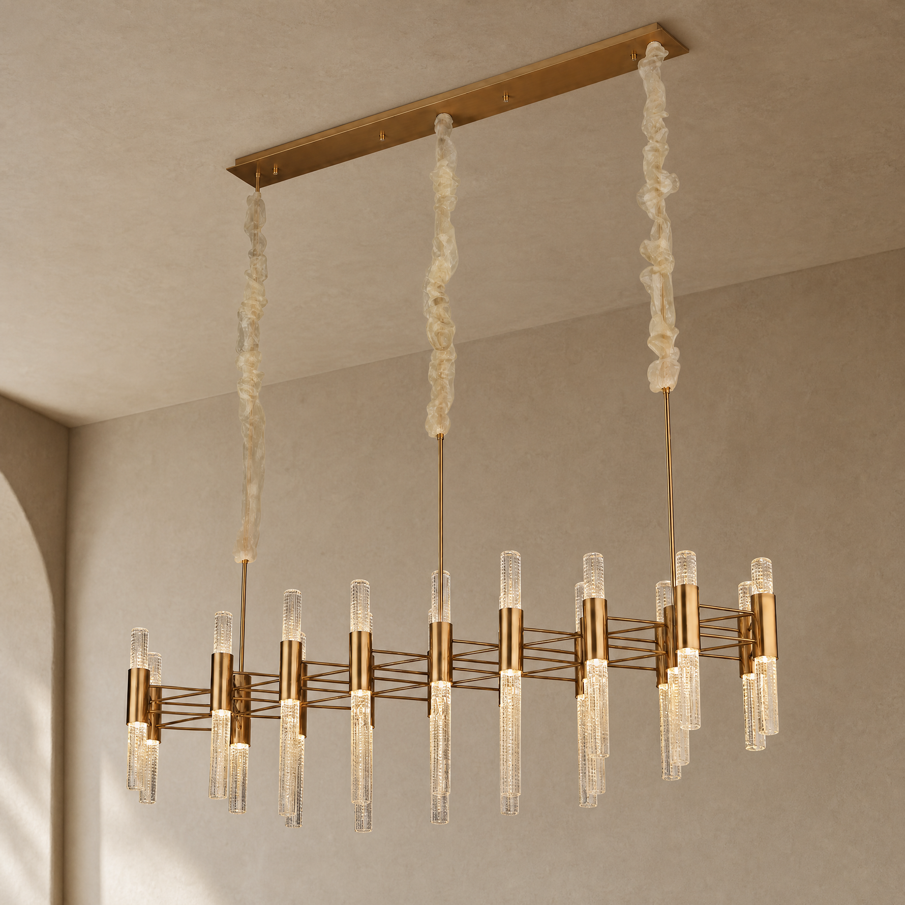 Pomello Brass Rectangular Chandelier