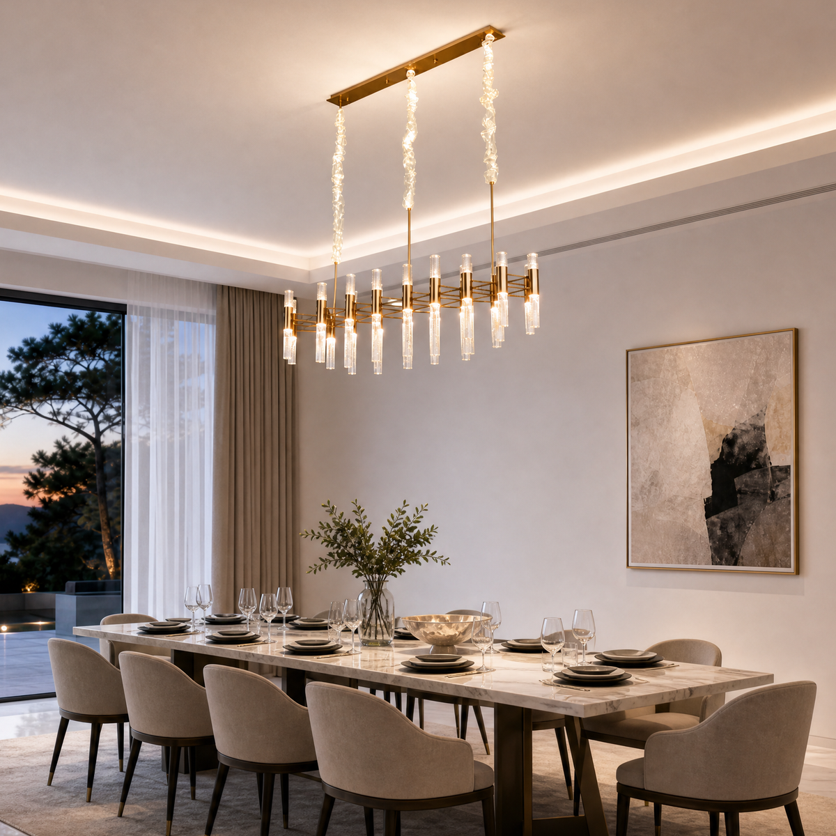 Pomello Brass Rectangular Chandelier