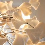 Porcelain Ginkgo Leaf Linear Dining Pendant 1500 - Silver