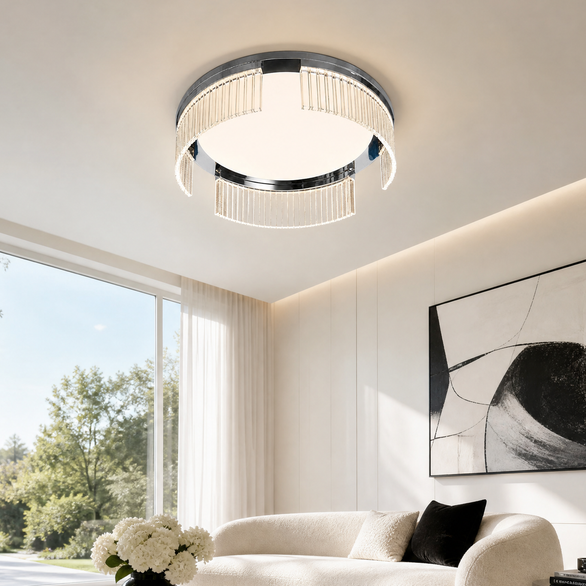 Prismata Crystal Modern Crystal Flush Mount Ceiling Light