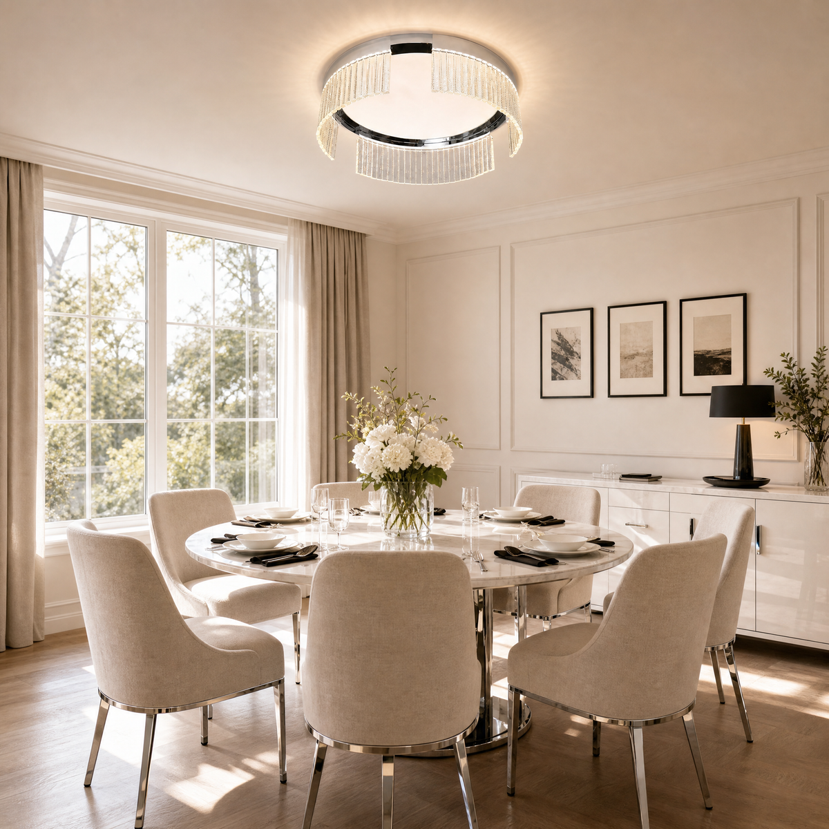 Prismata Crystal Modern Crystal Flush Mount Ceiling Light