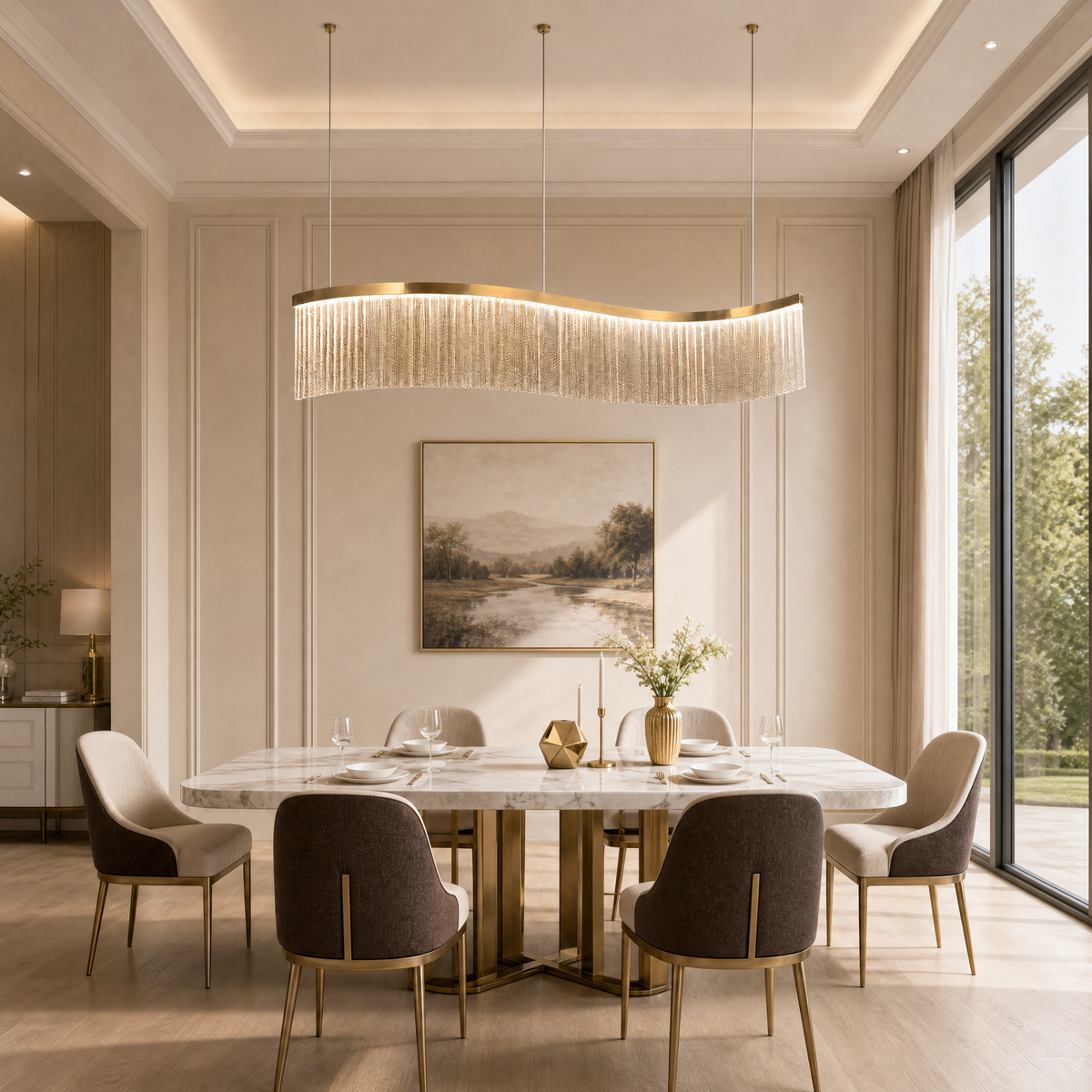 Prismata Crystal Modern Linear Dining Pendant Light