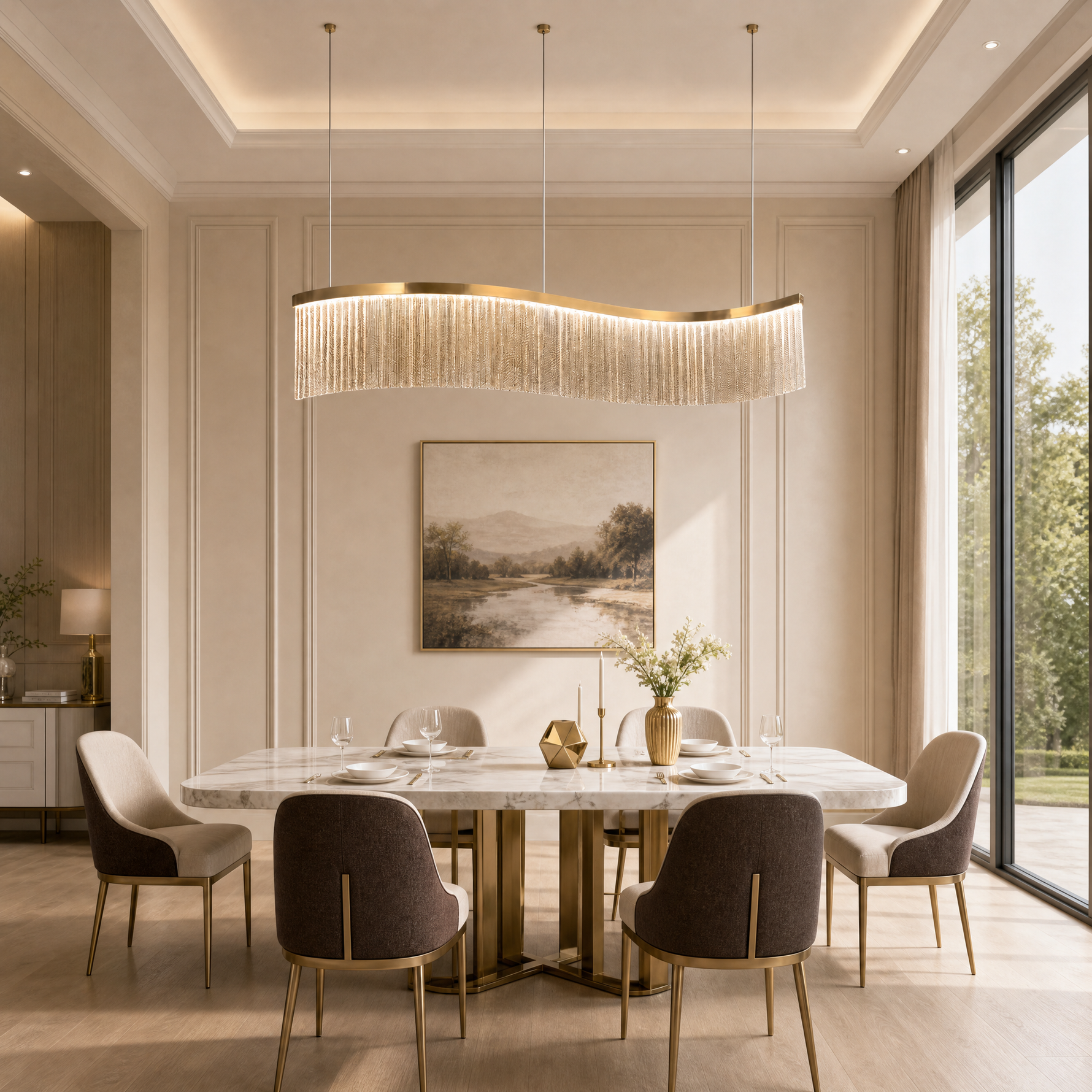 Prismata Crystal Modern Linear Dining Pendant Light