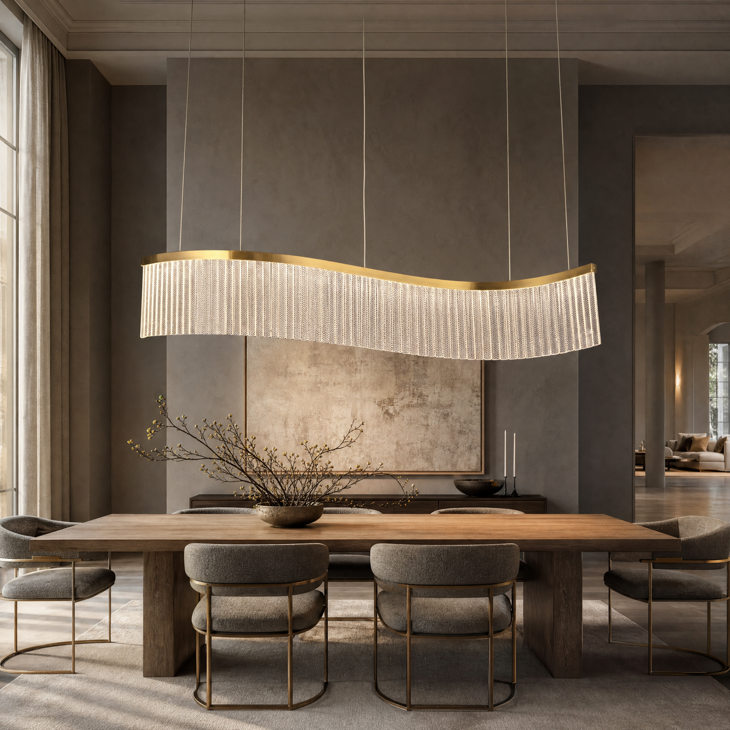 Prismata Crystal Modern Linear Dining Pendant Light