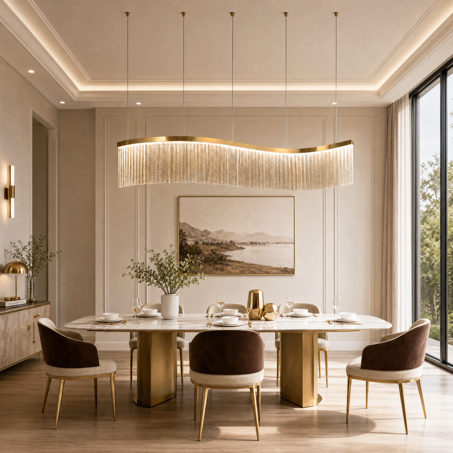 Prismata Crystal Modern Linear Dining Pendant Light