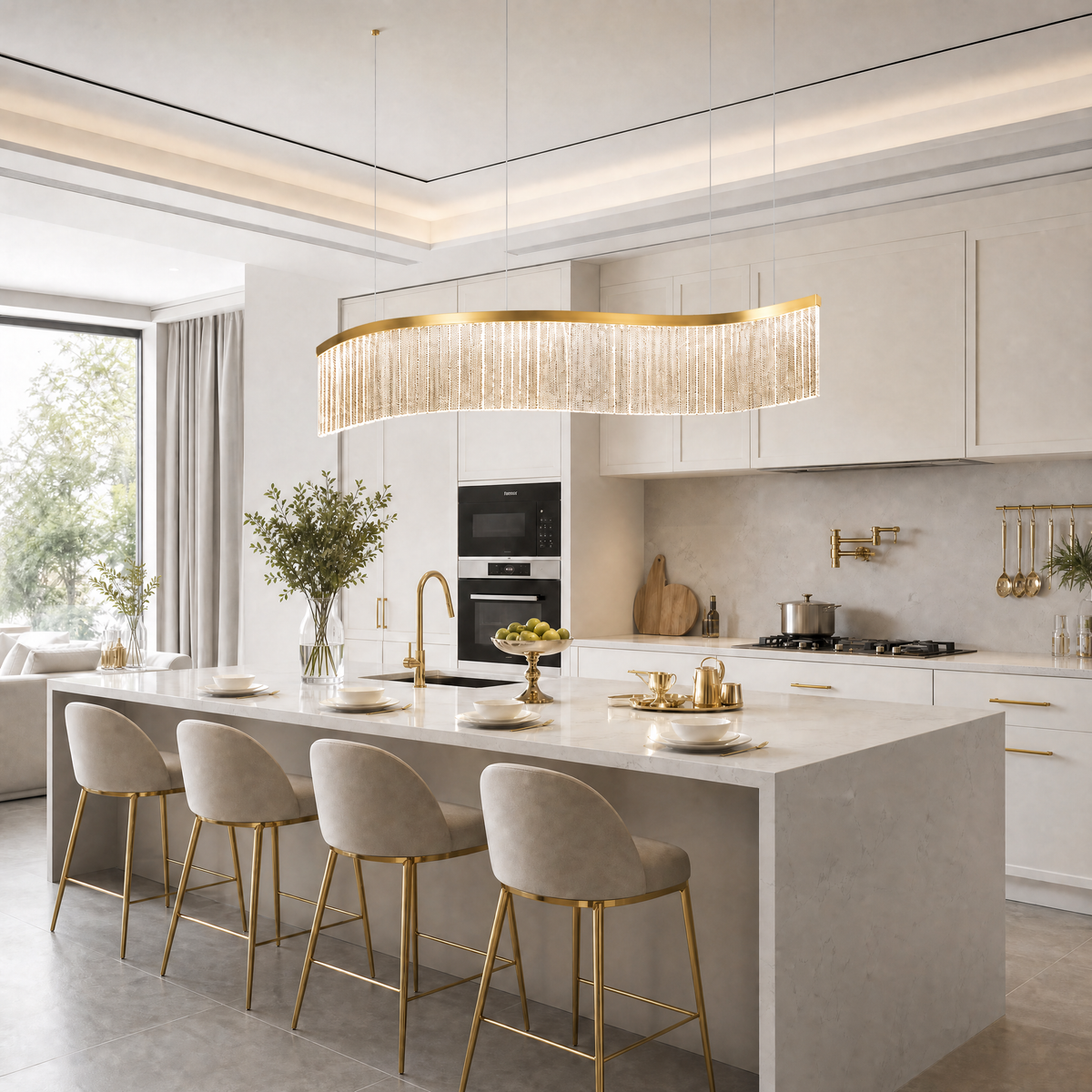 Prismata Crystal Modern Linear Dining Pendant Light