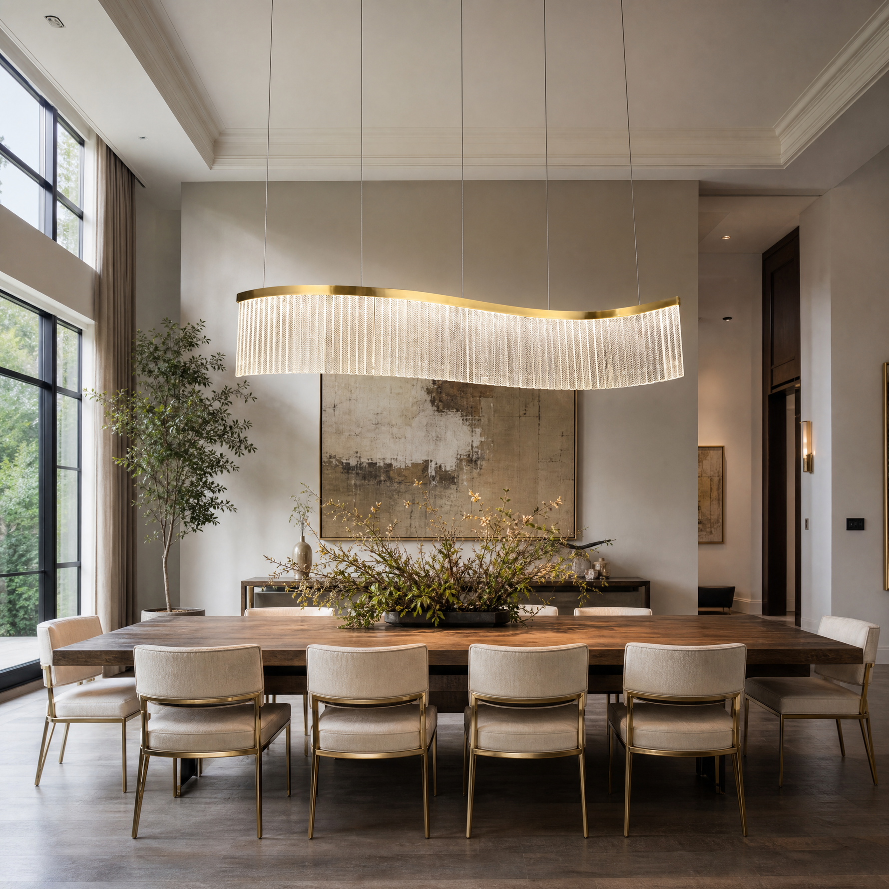 Prismata Crystal Modern Linear Dining Pendant Light
