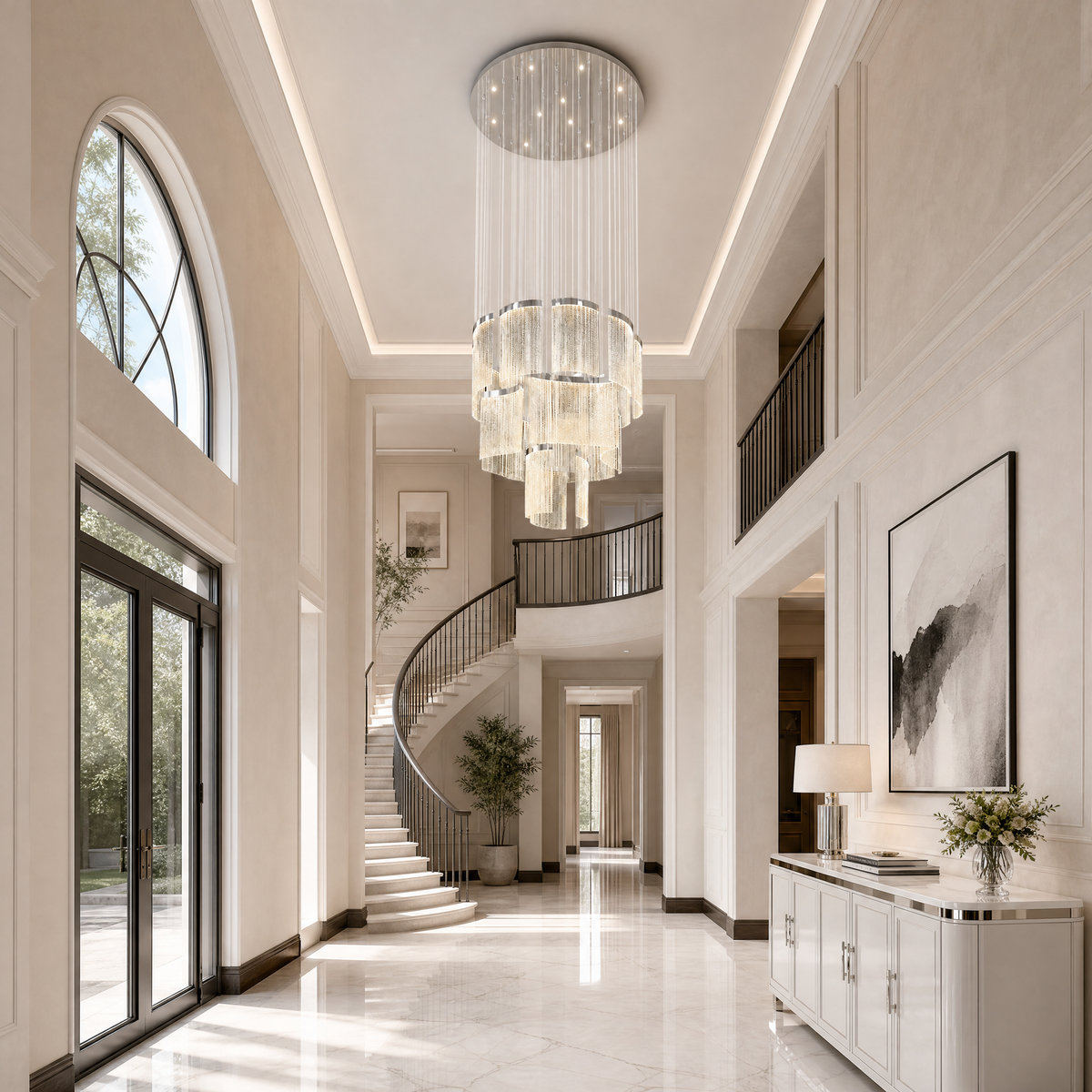 Prismata Crystal Modern Sculptural Ring Chandelier