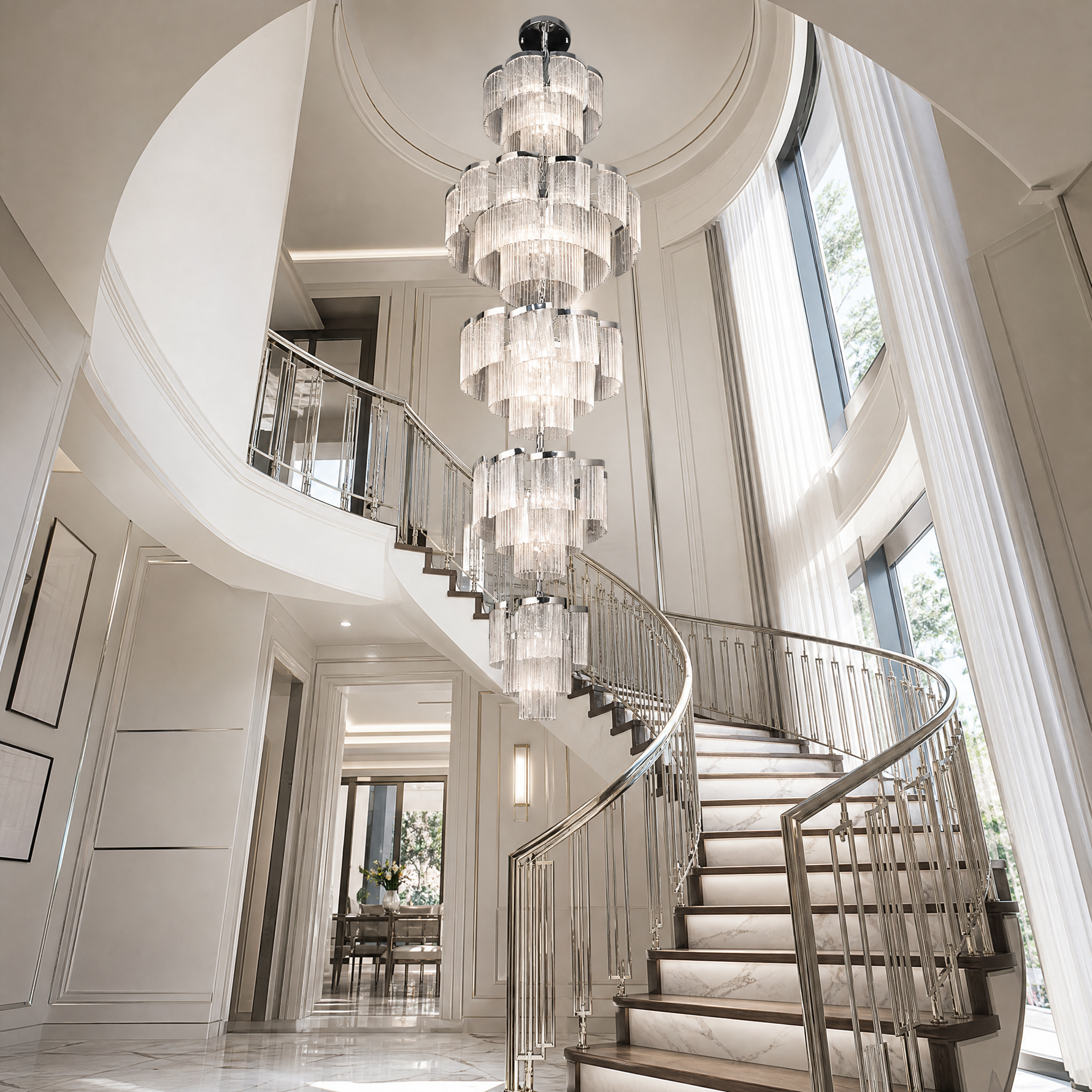 Prismata Crystal Modern Sculptural Ring Chandelier