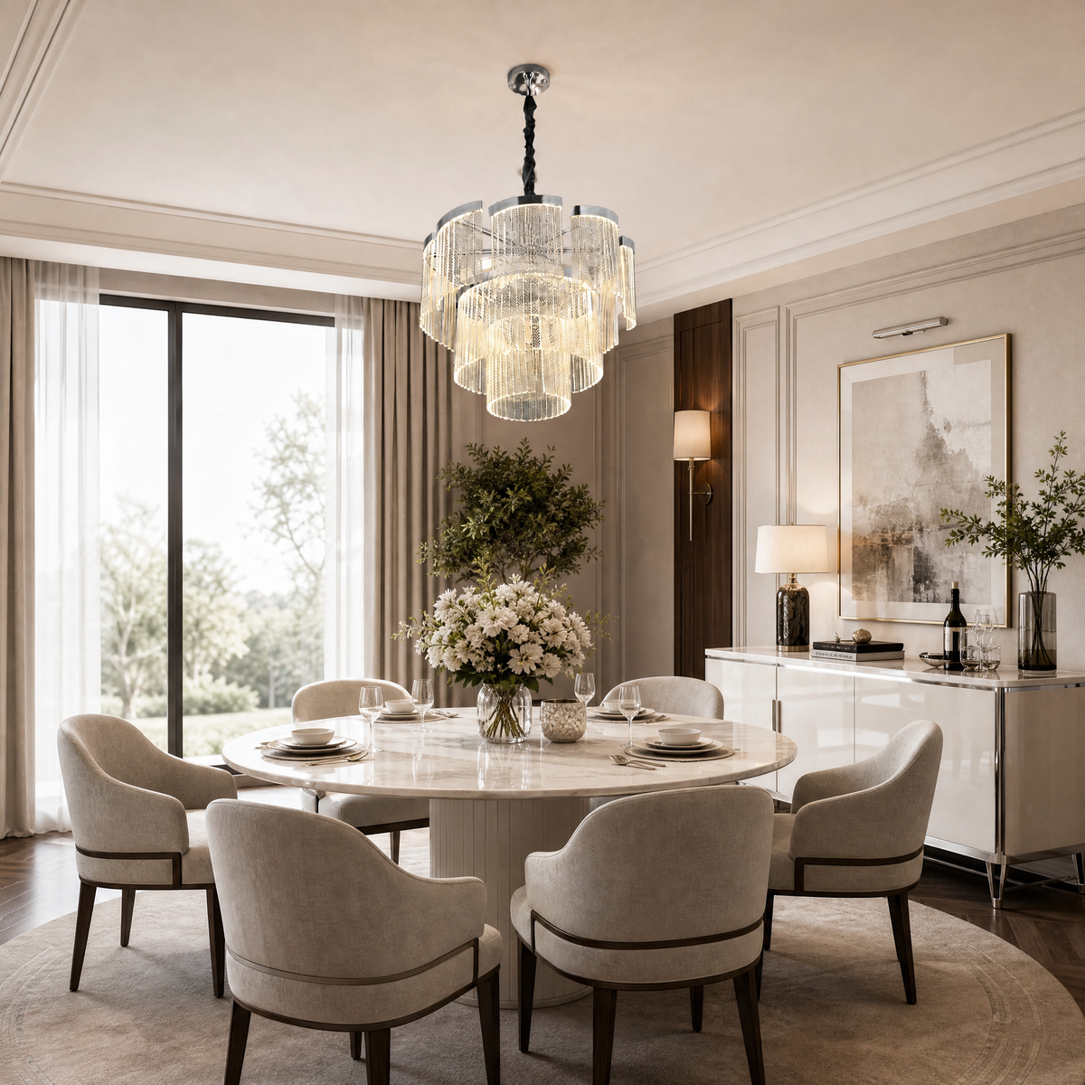 Prismata Crystal Modern Sculptural Ring Chandelier