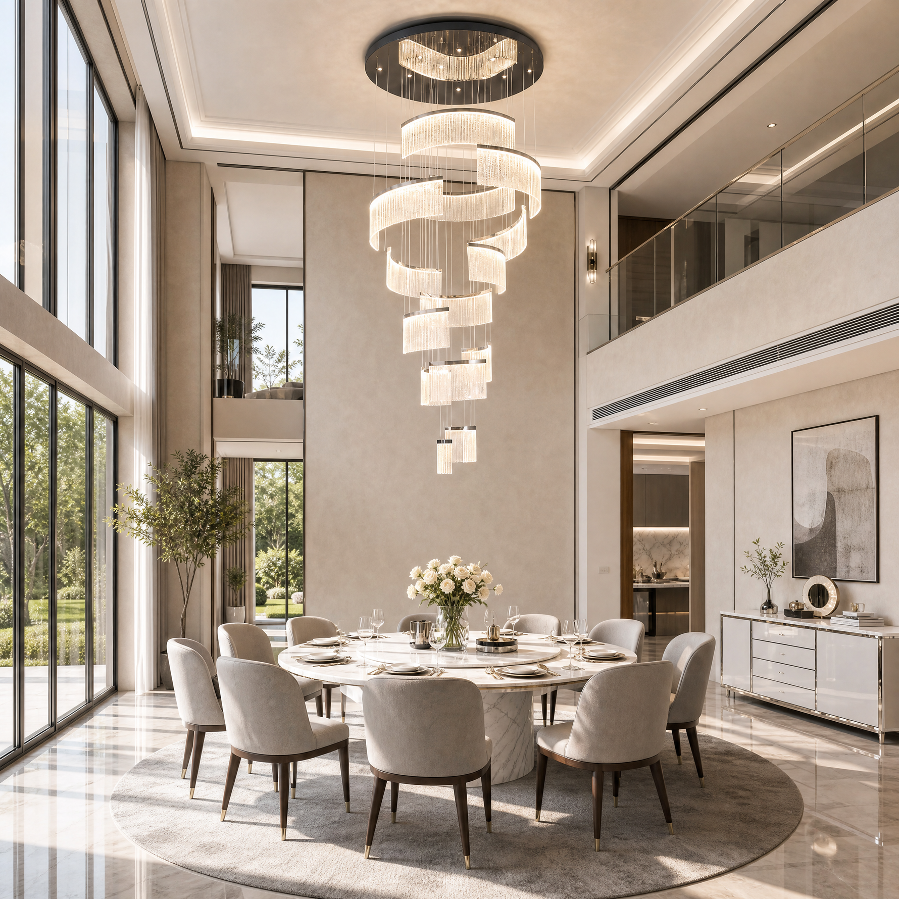 Prismata Crystal Modern Sculptural Ring Chandelier