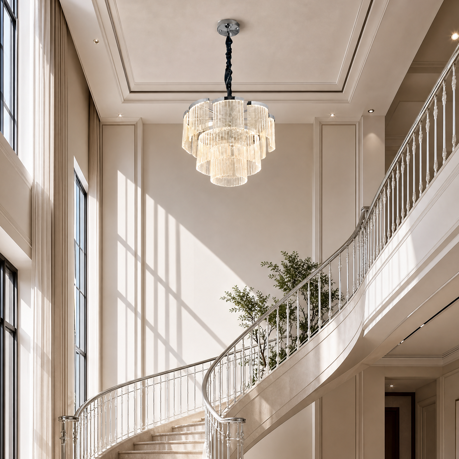 Prismata Crystal Modern Sculptural Ring Chandelier