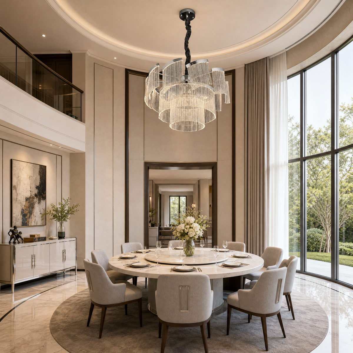 Prismata Crystal Modern Sculptural Ring Chandelier