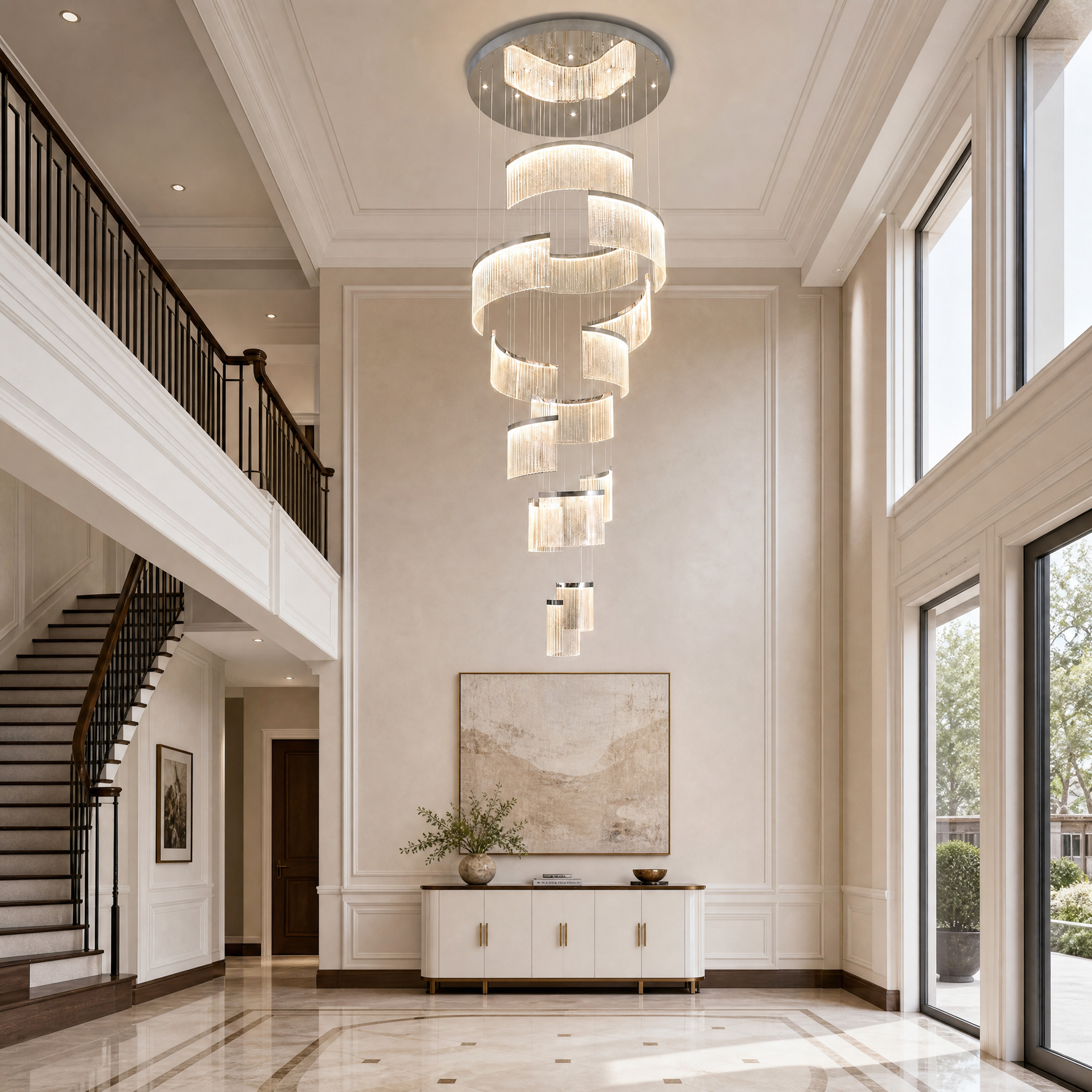 Prismata Crystal Modern Sculptural Ring Chandelier