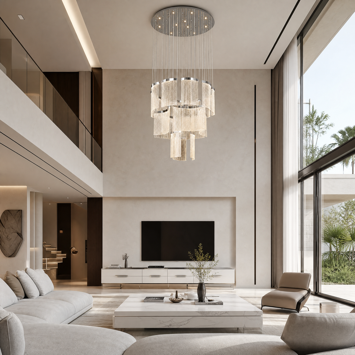 Prismata Crystal Modern Sculptural Ring Chandelier