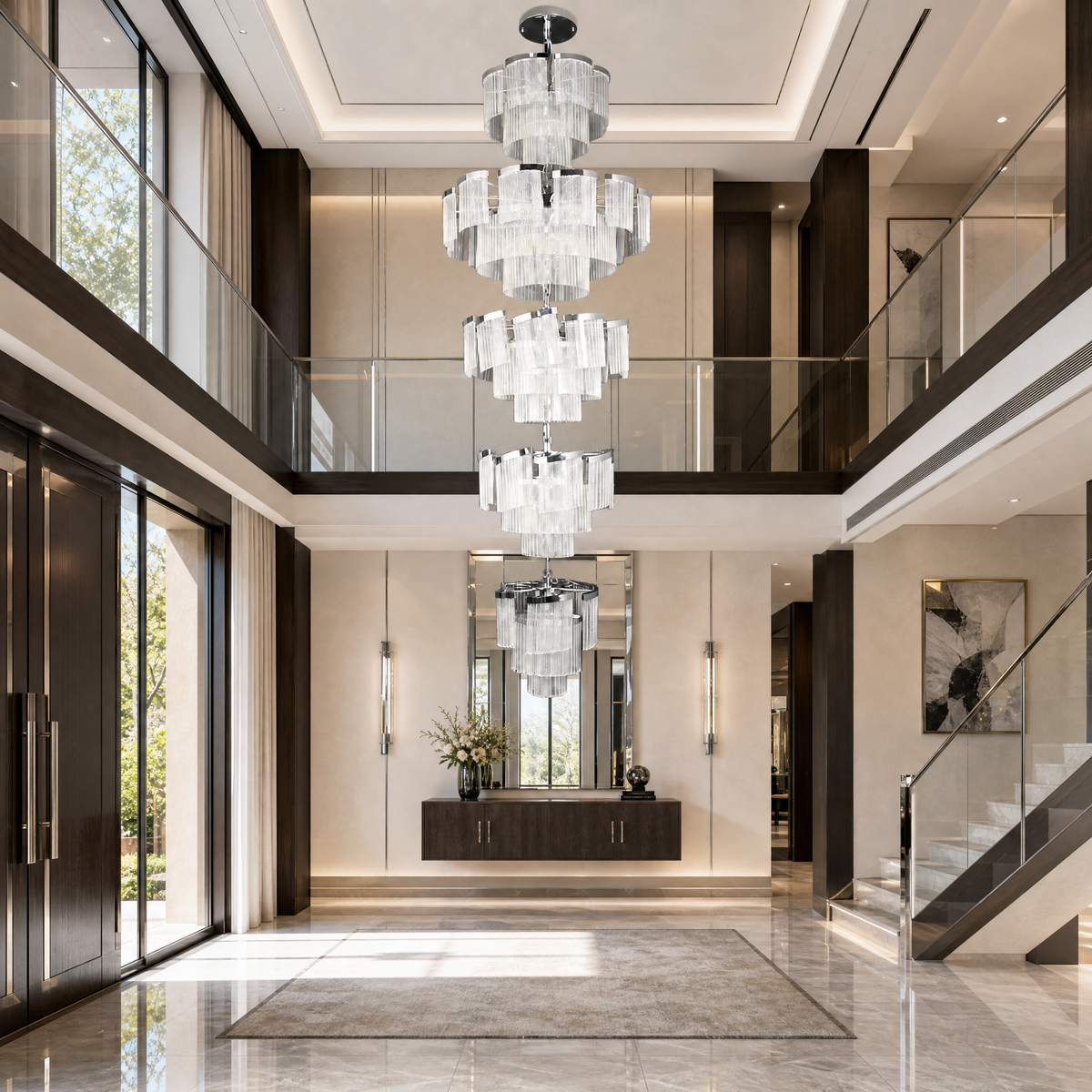 Prismata Crystal Modern Sculptural Ring Chandelier