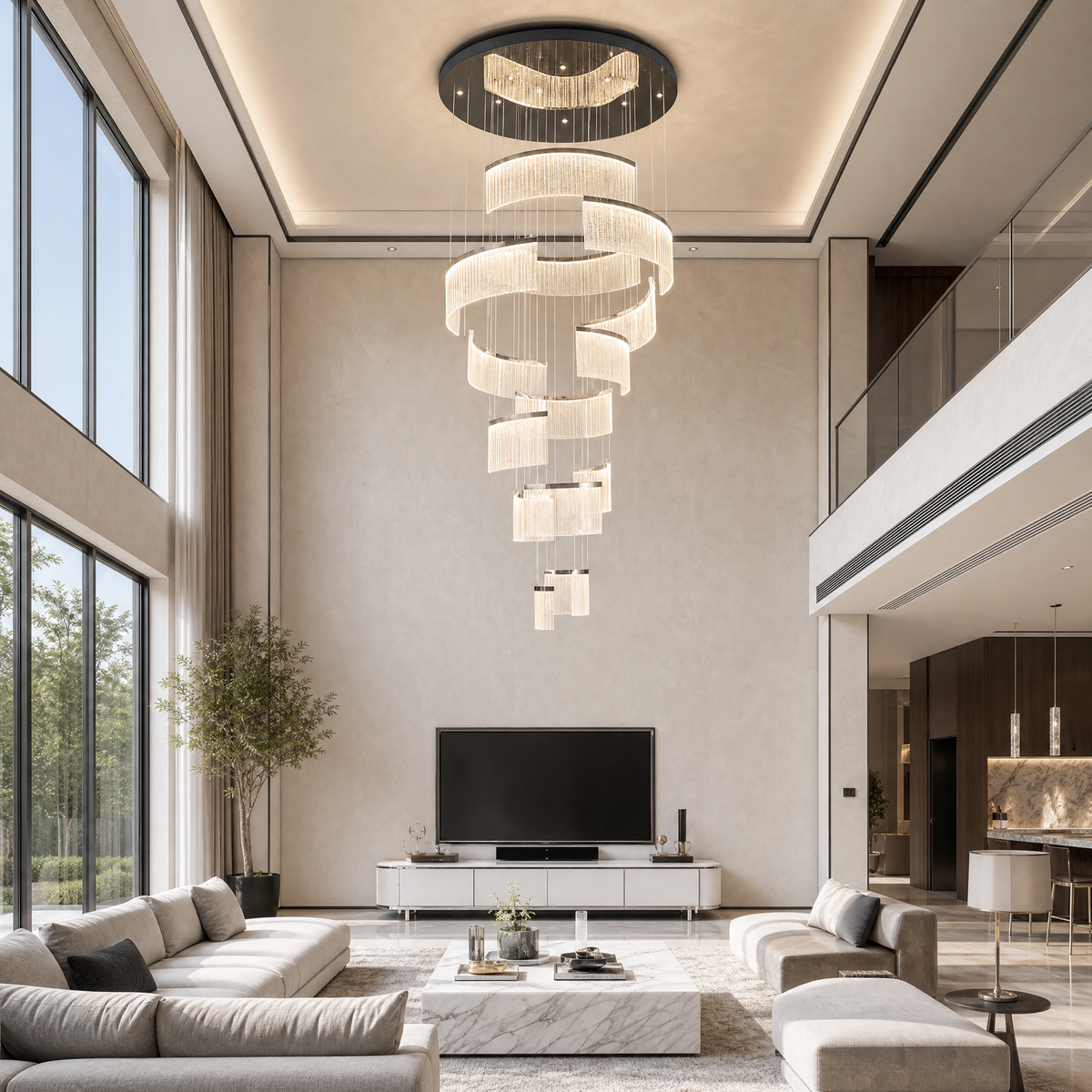 Prismata Crystal Modern Sculptural Ring Chandelier