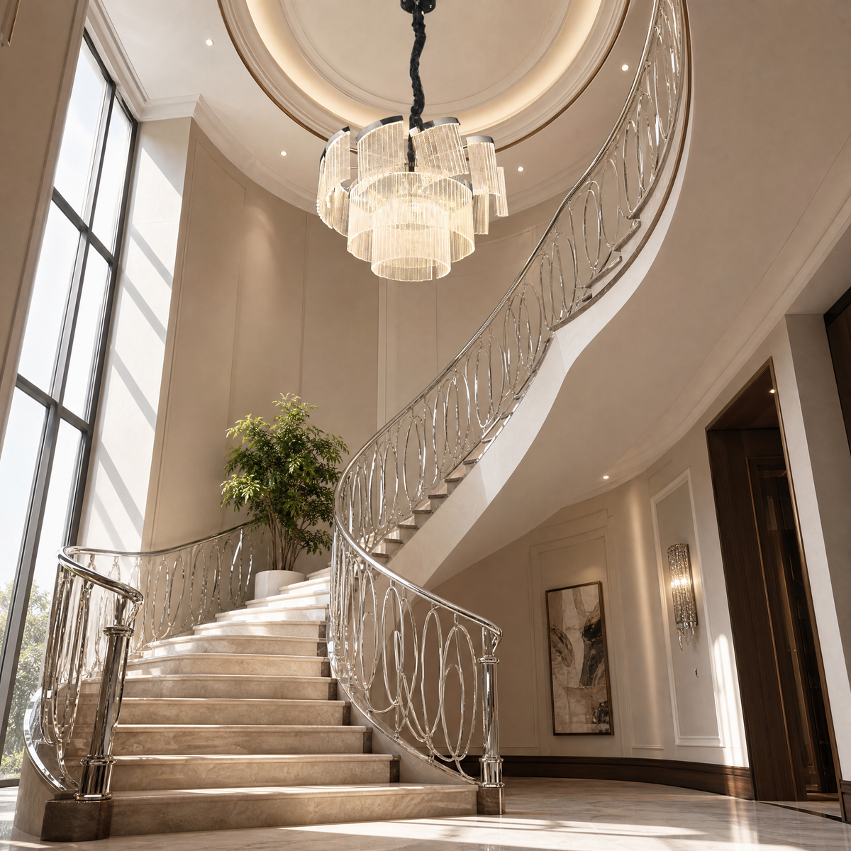 Prismata Crystal Modern Sculptural Ring Chandelier
