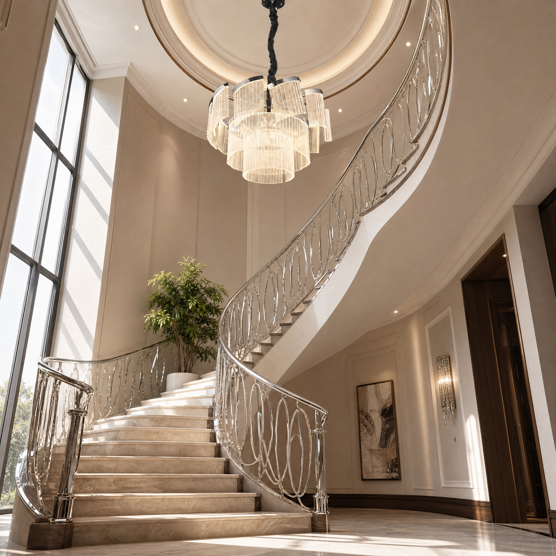Prismata Crystal Modern Sculptural Ring Chandelier