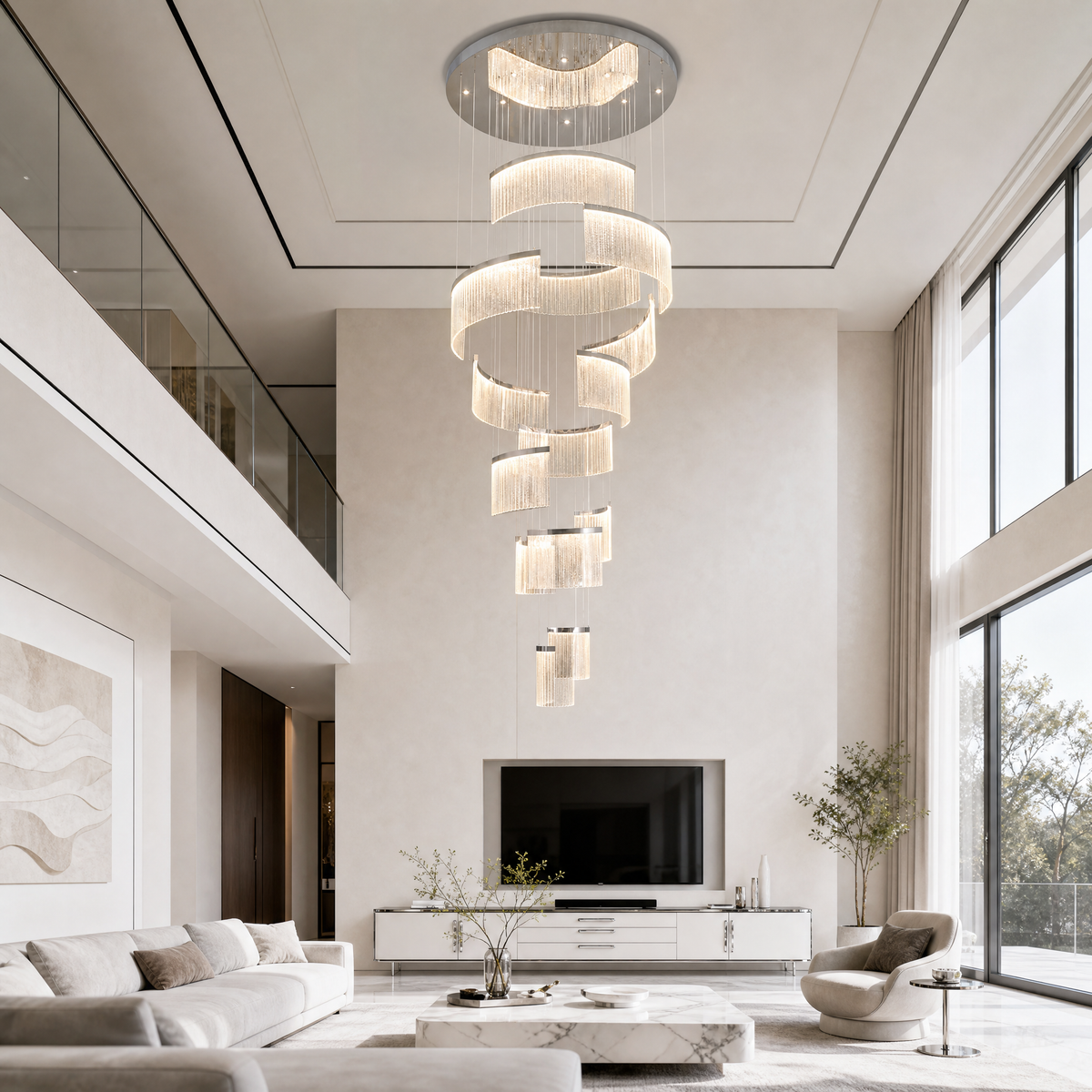 Prismata Crystal Modern Sculptural Ring Chandelier