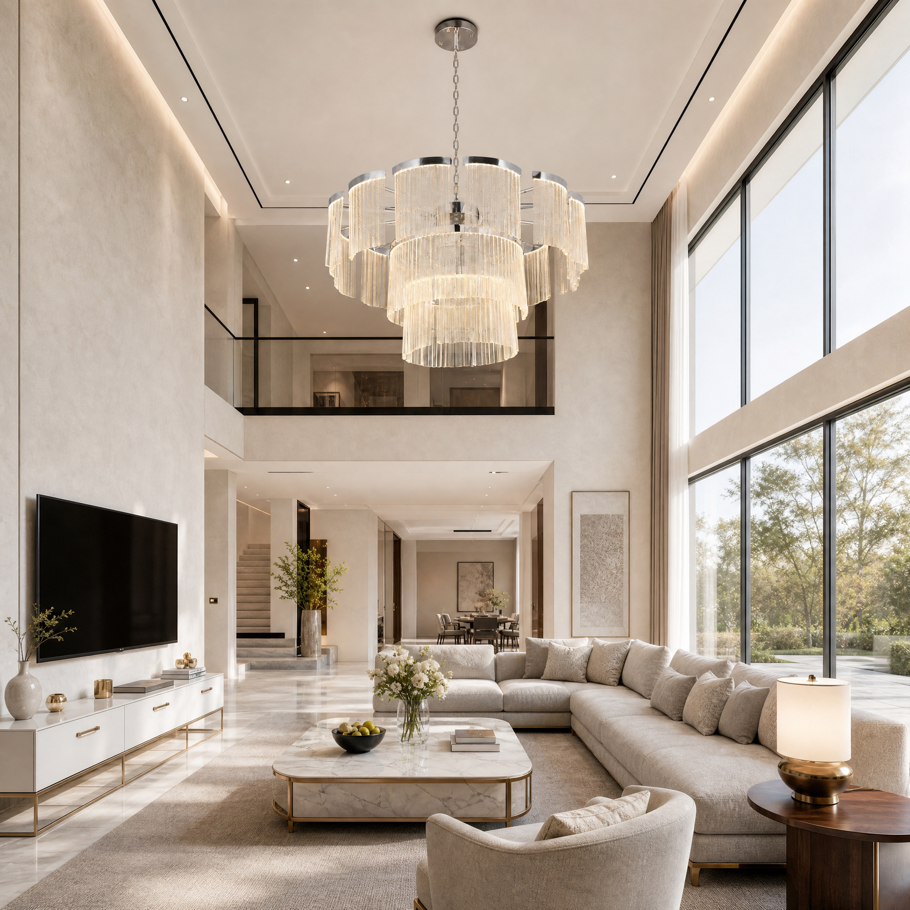 Prismata Crystal Modern Sculptural Ring Chandelier