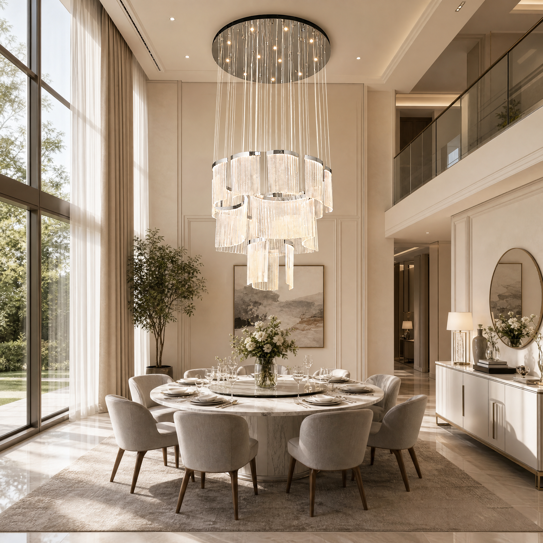Prismata Crystal Modern Sculptural Ring Chandelier