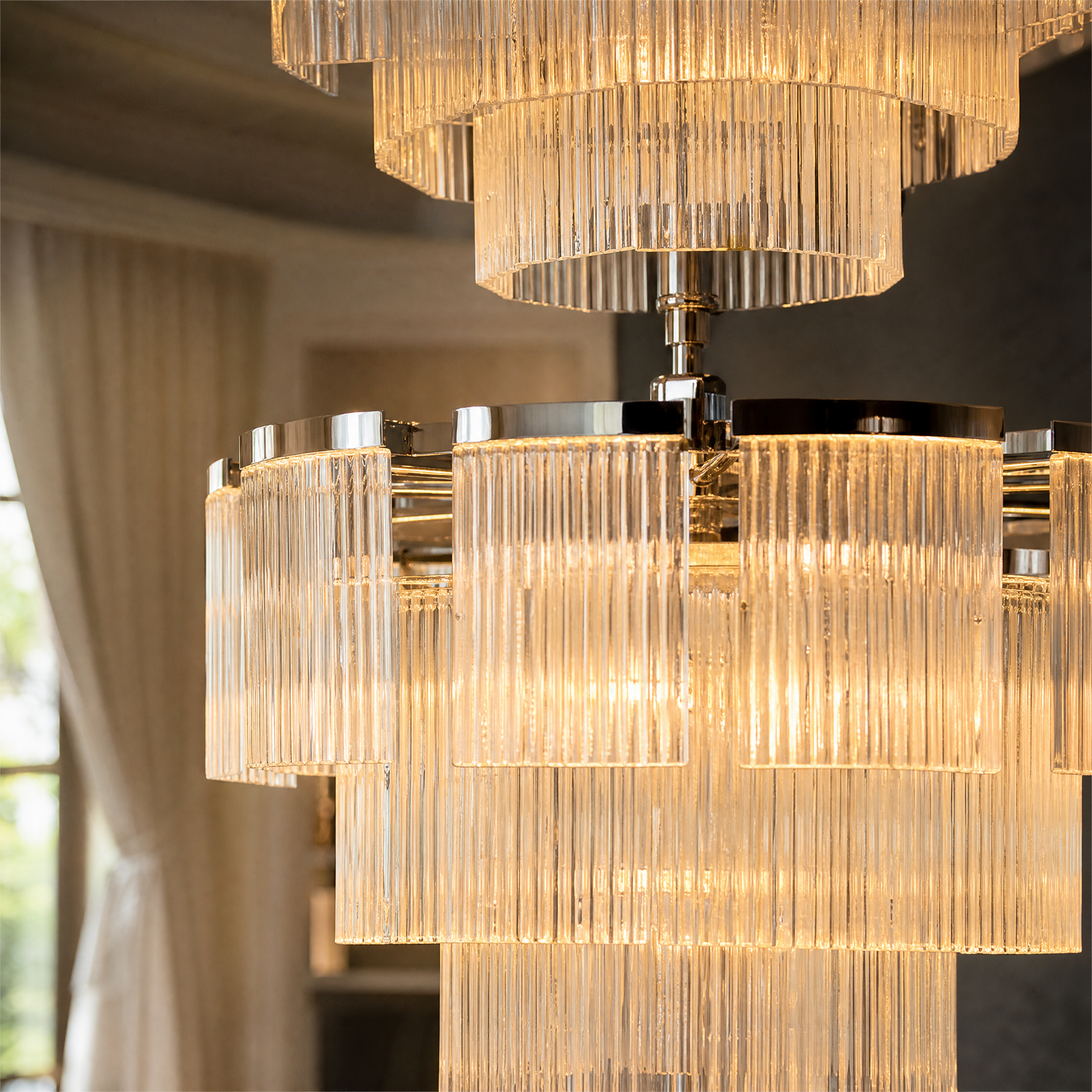 Prismata Crystal Modern Sculptural Ring Chandelier