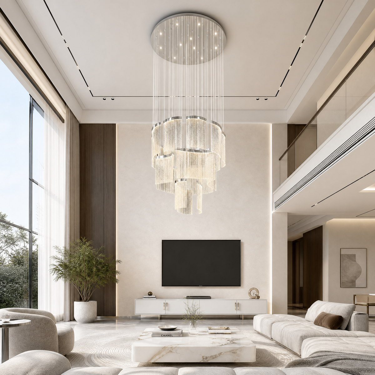Prismata Crystal Modern Sculptural Ring Chandelier