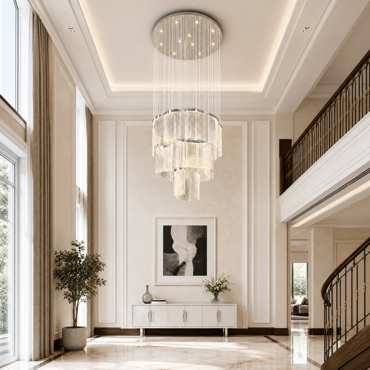 Prismata Crystal Modern Sculptural Ring Chandelier