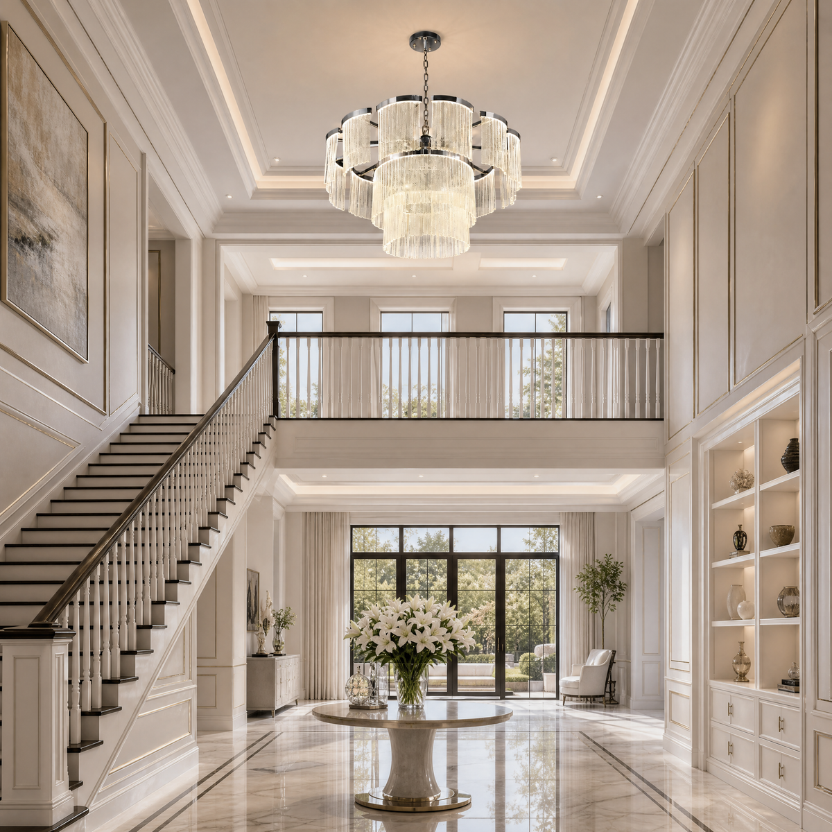 Prismata Crystal Modern Sculptural Ring Chandelier