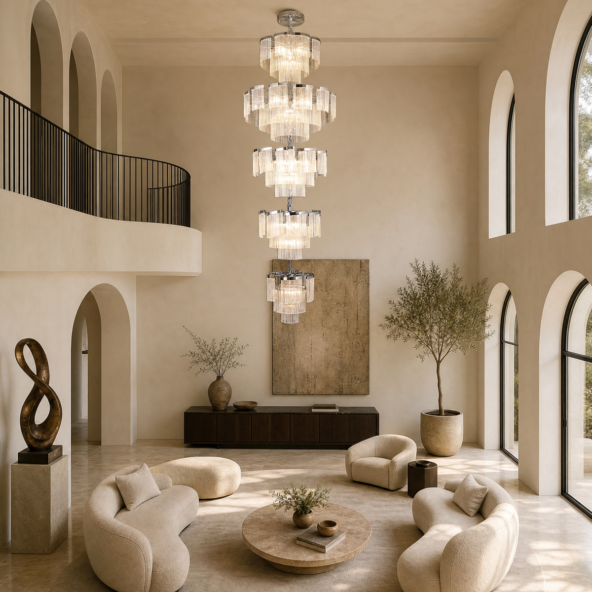 Prismata Crystal Modern Sculptural Ring Chandelier