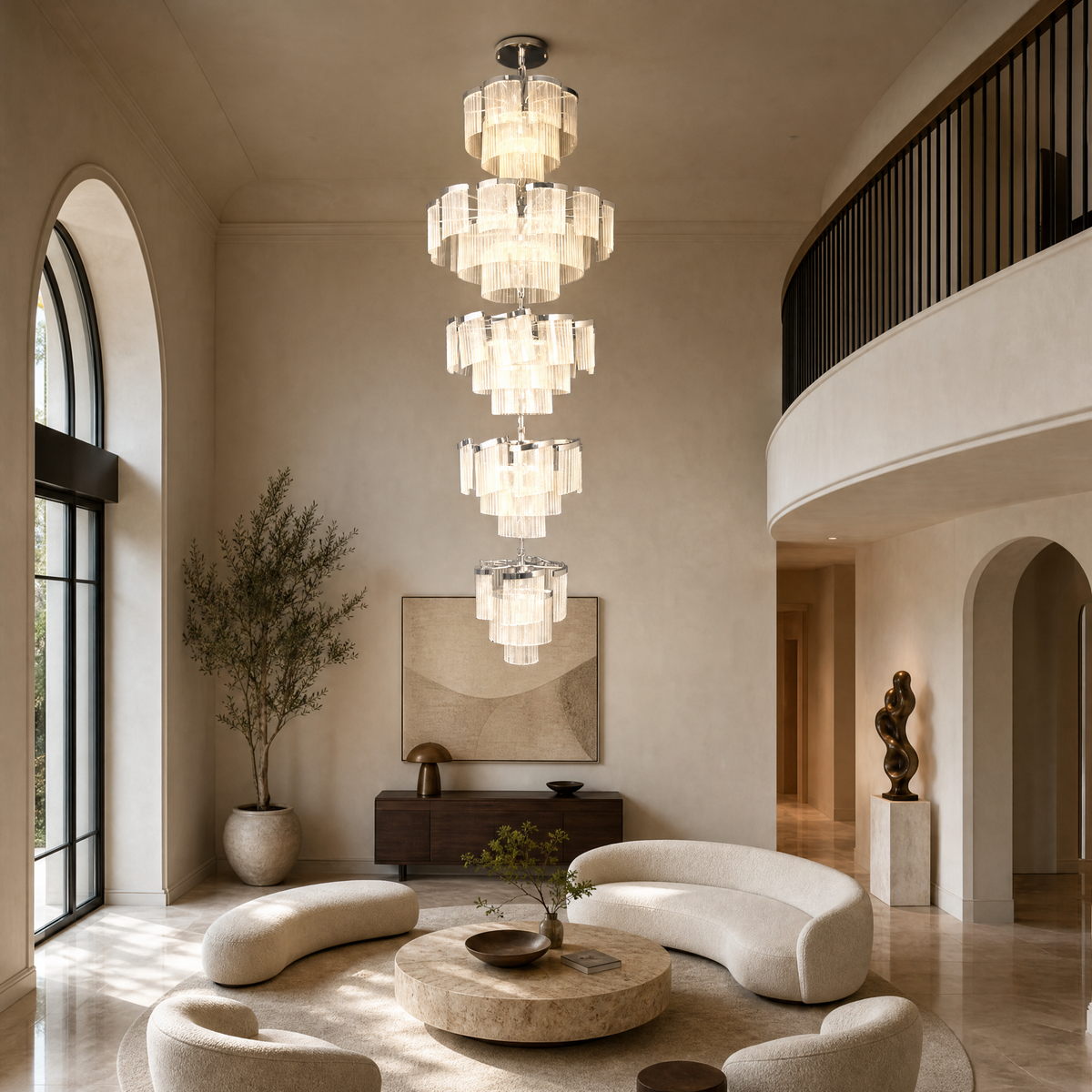 Prismata Crystal Modern Sculptural Ring Chandelier
