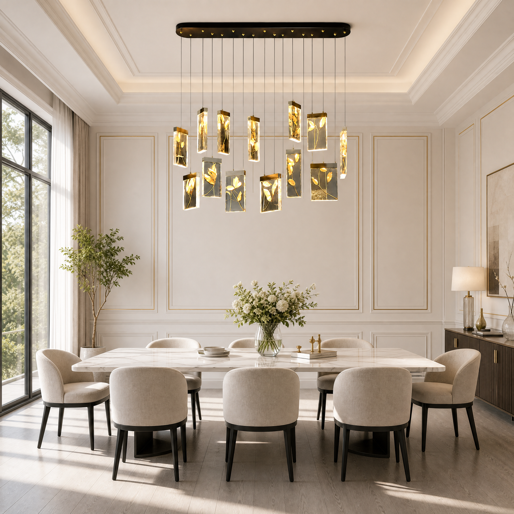 Purple Mountain Modern Linear Dining Pendant Light