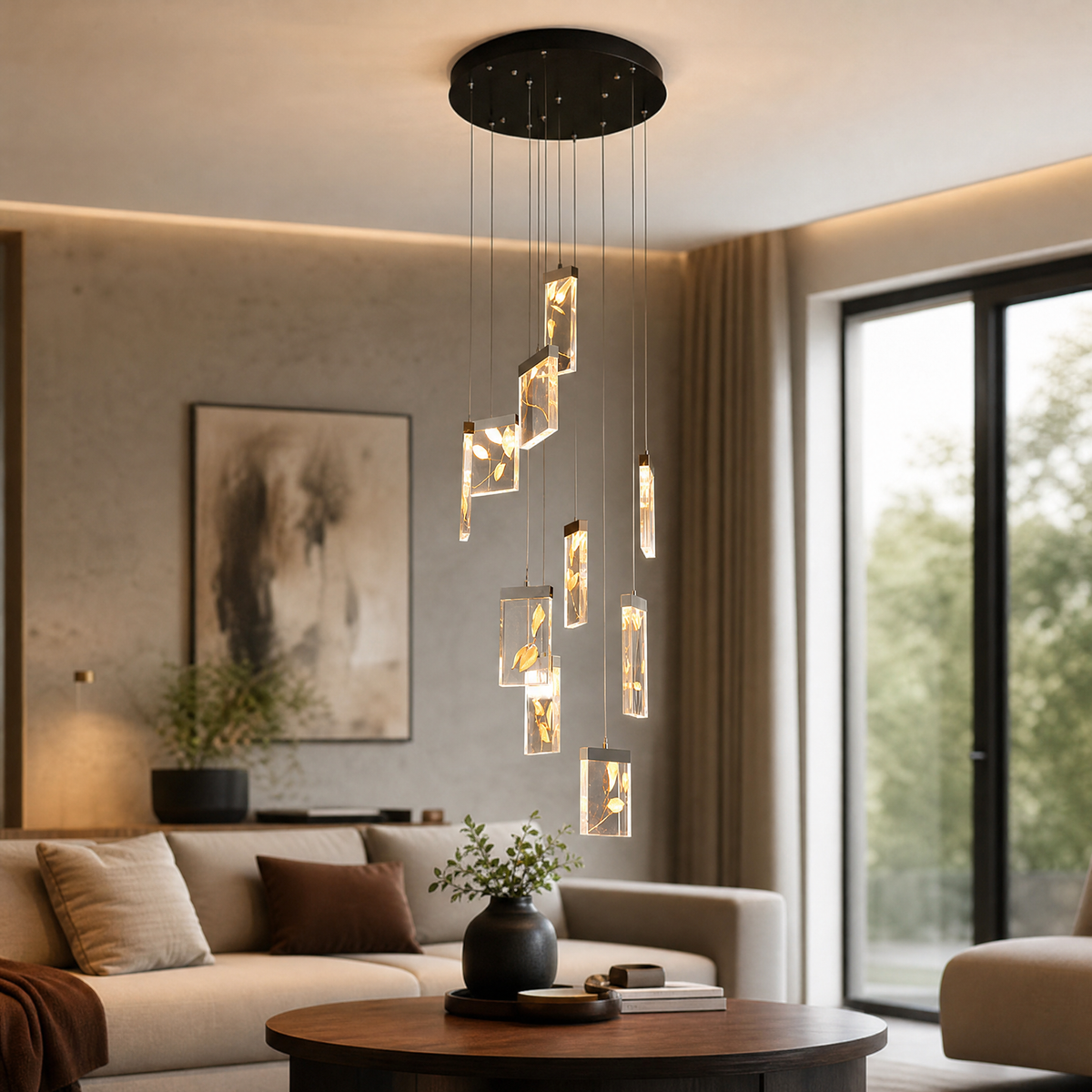 Purple Mountain Modern Multi-Tier Cluster Chandelier