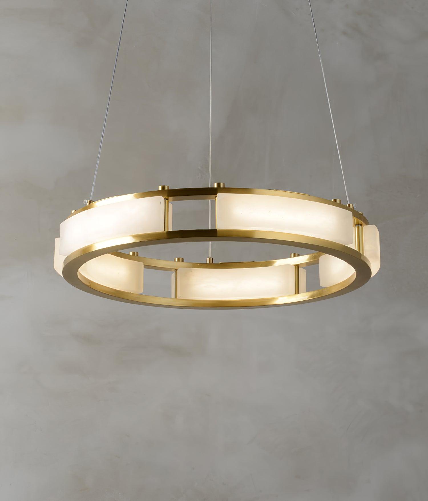 Qatar Alabaster Brass & White LED Chandelier – Luxury 39‑Inch Diameter